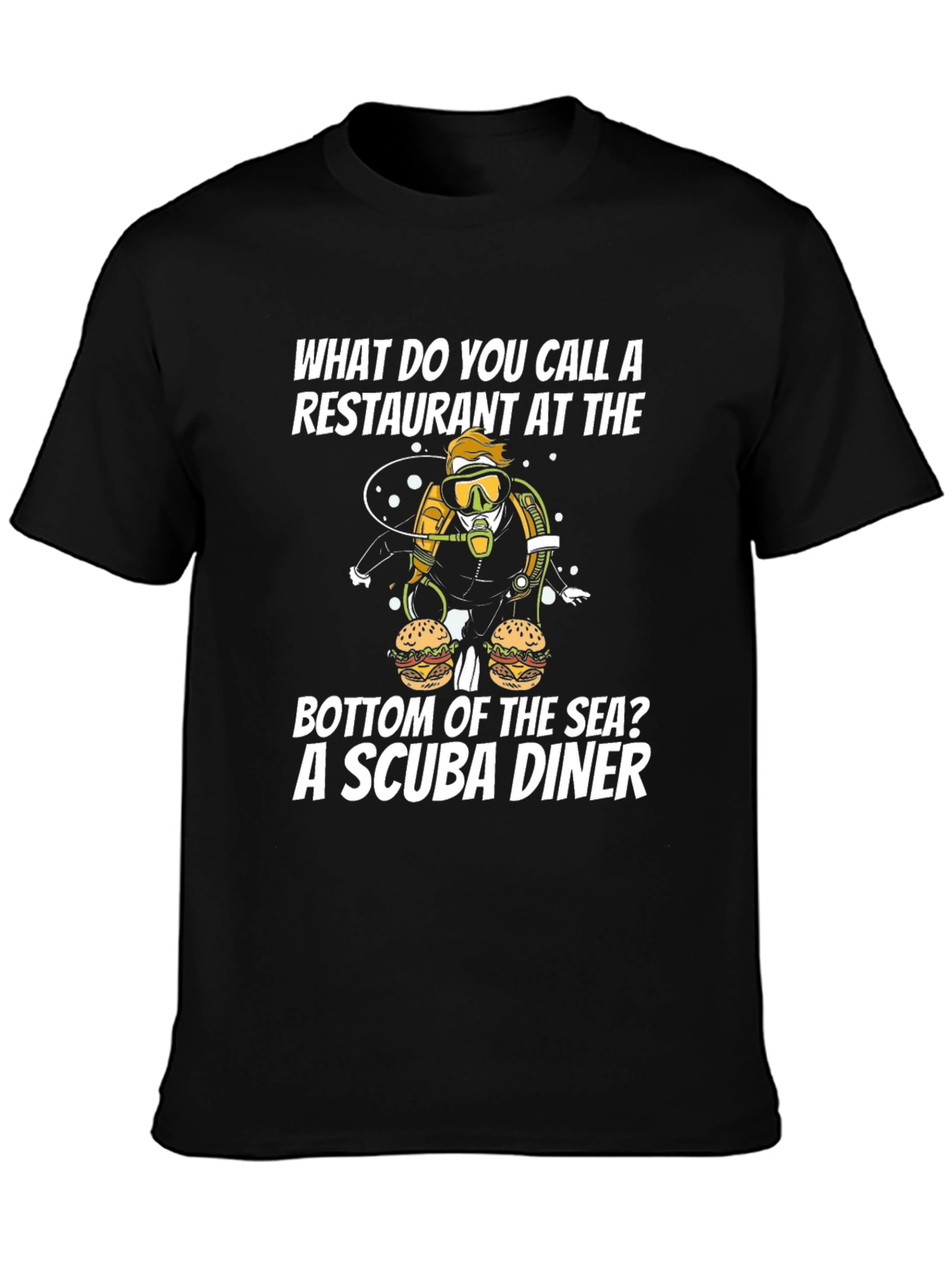 Black Scuba Diner T-Shirt - Funny Scuba Diving Pun Tee view 3