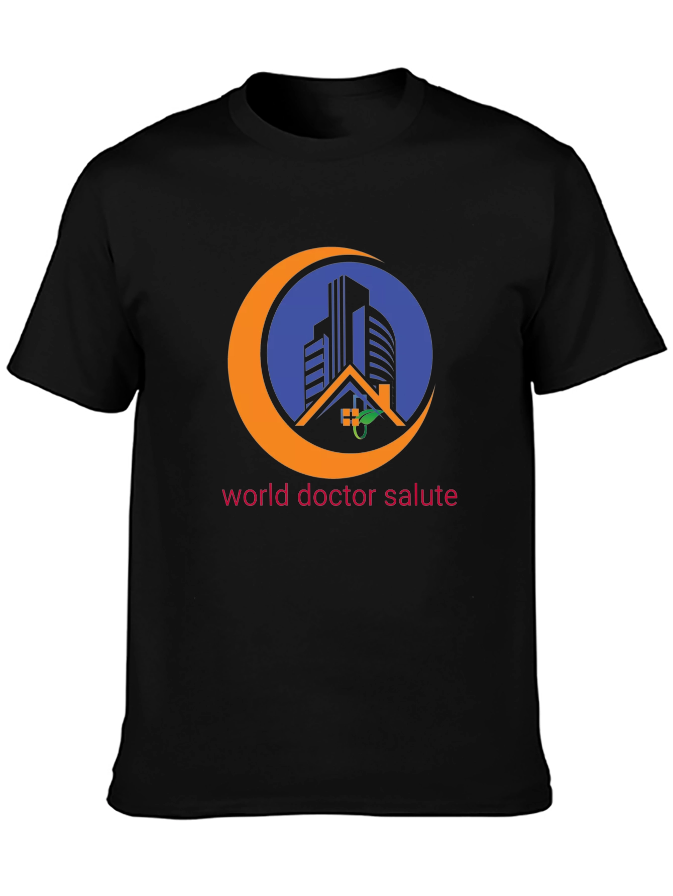Black World Doctor Salute Black T-Shirt view 3