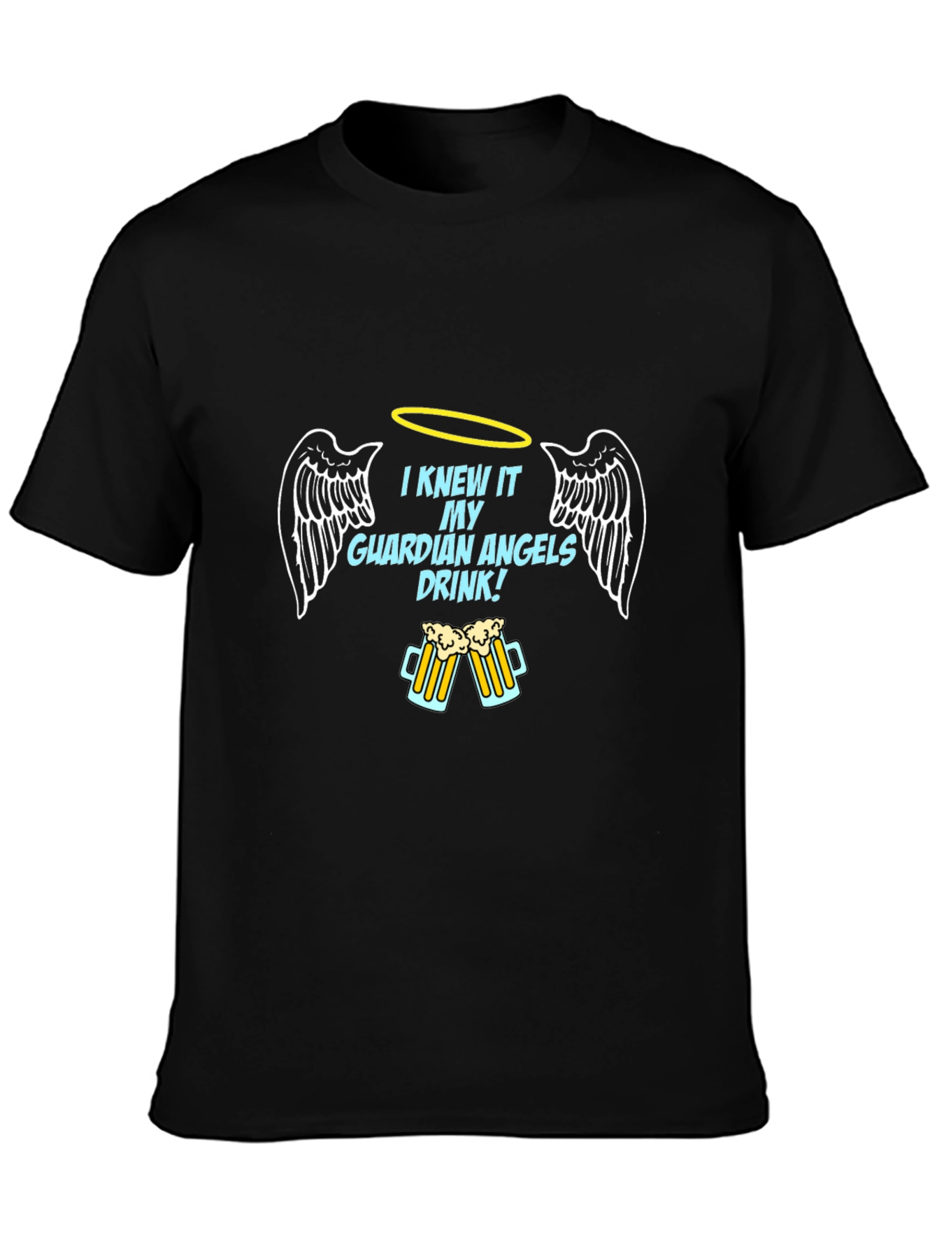 Black Guardian Angel Drink Black T-Shirt view 3