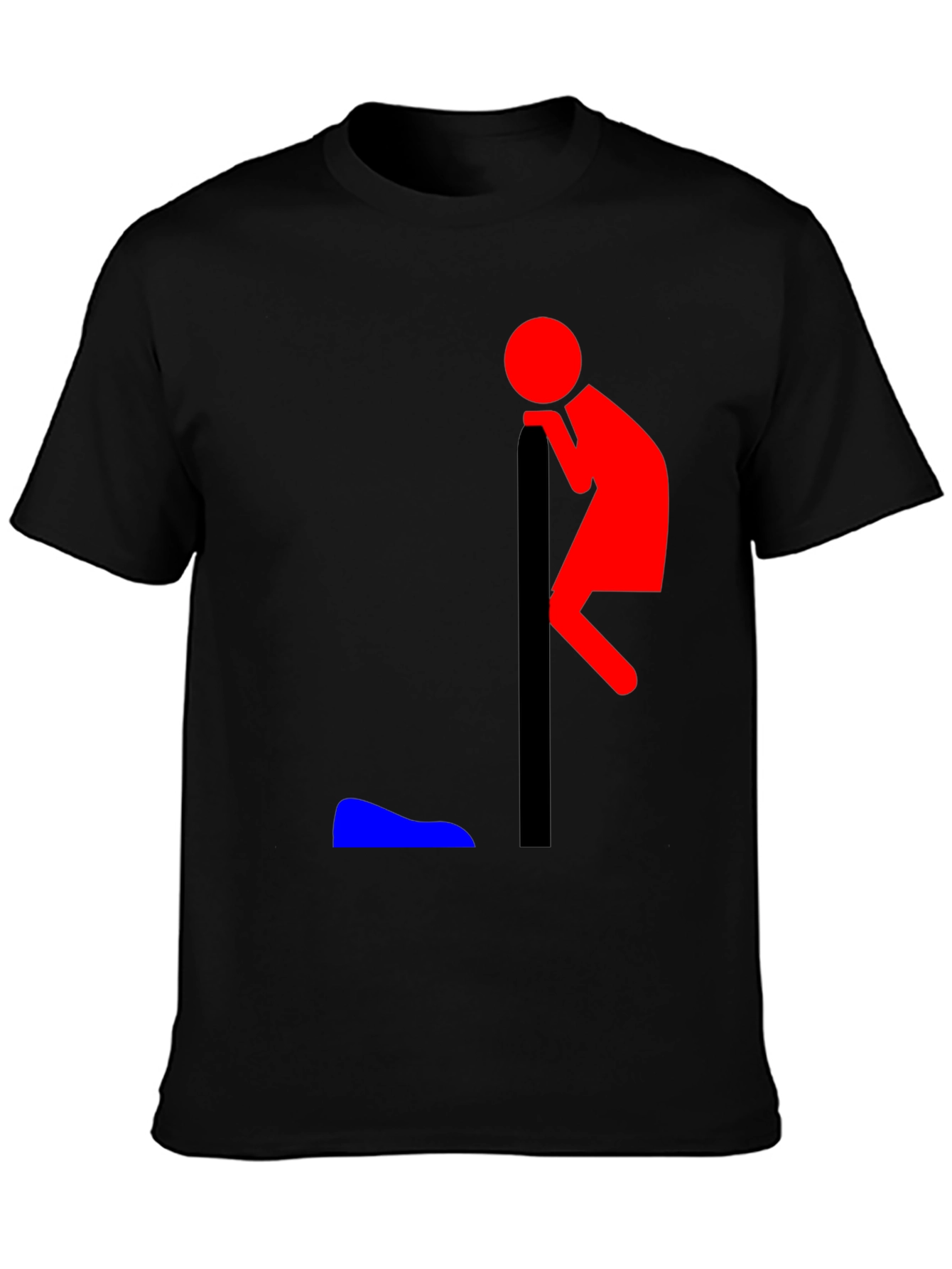 Black Funny Leaning Man Graphic T-Shirt view 3