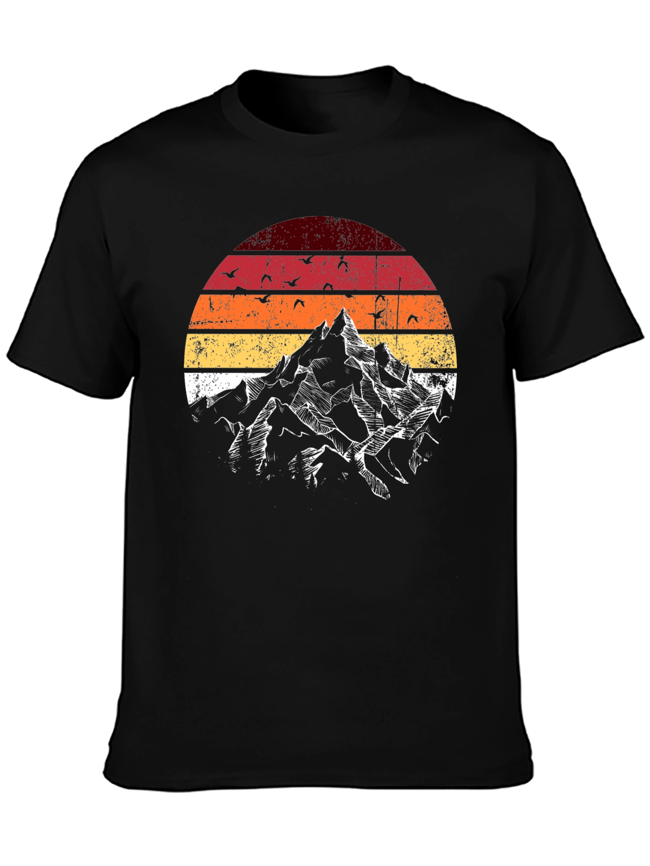 Black Vintage Mountain Sunset Graphic Tee view 3