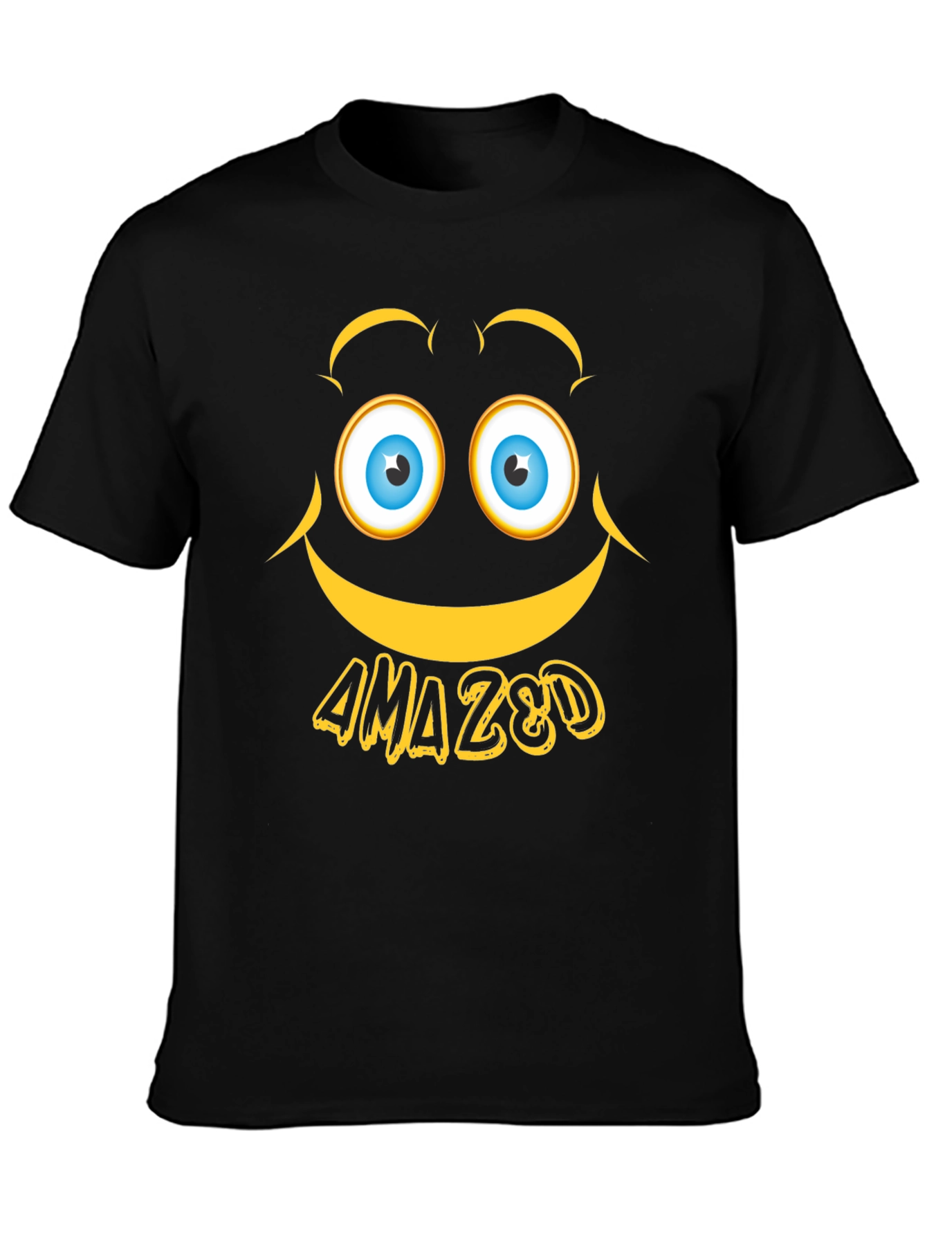 Black Amazed Graphic Tee - Expressive Emoji Design view 3