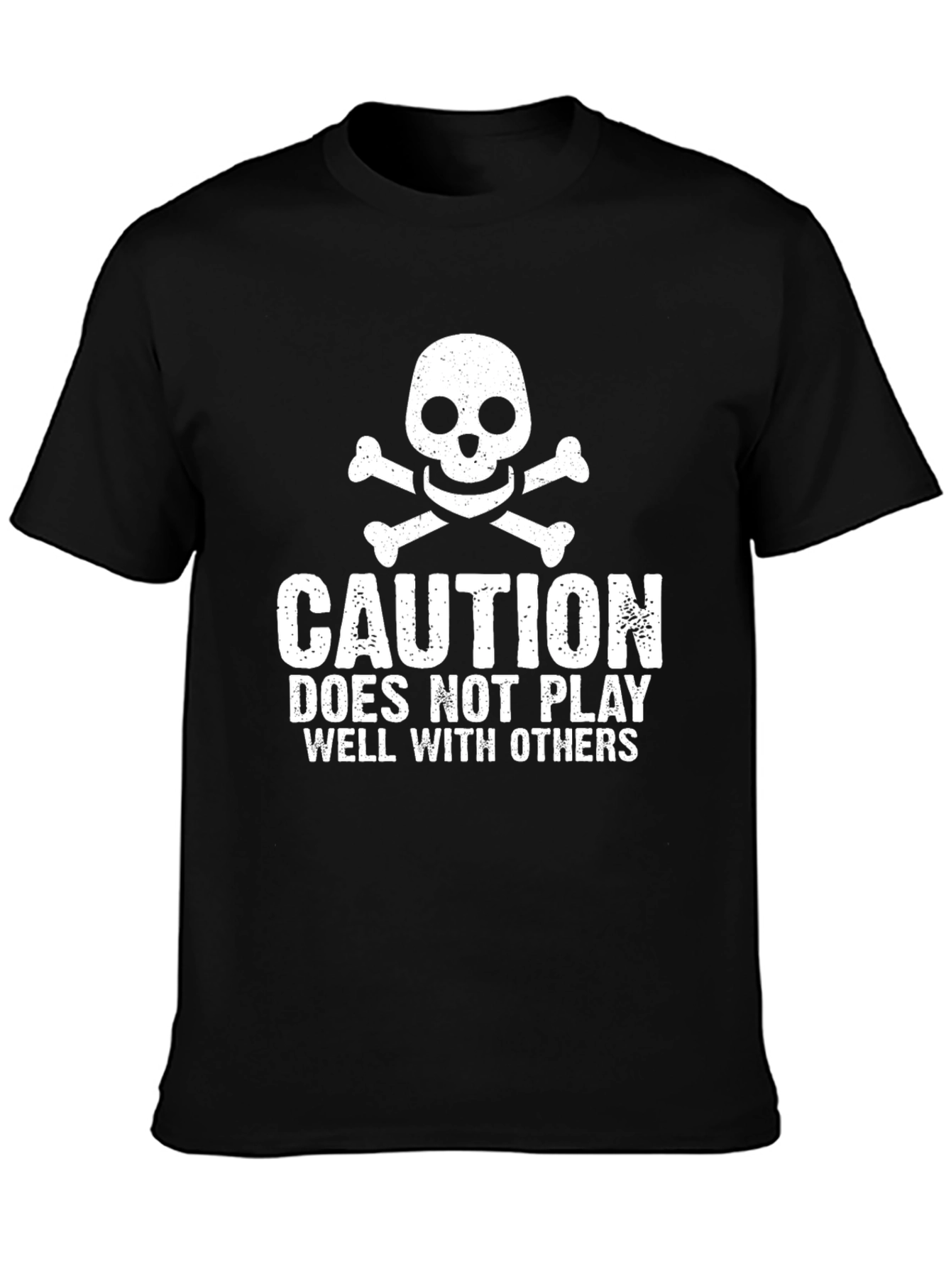 Black Caution: Doesn't Play Well With Others - Black T-Shirt view 3