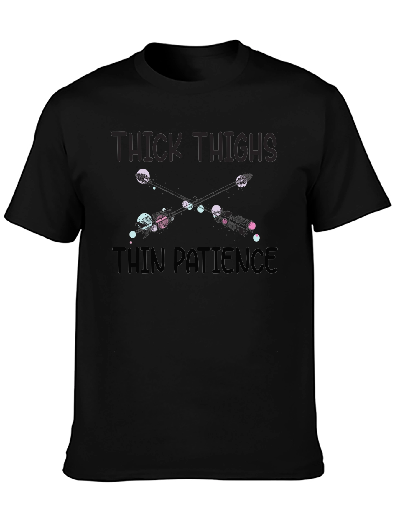 Black Thick Thighs Thin Patience Graphic T-Shirt view 3