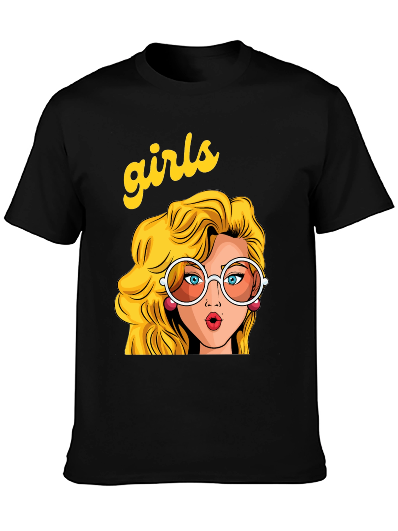 Black Retro 'Girls' Graphic Print Black T-Shirt view 3