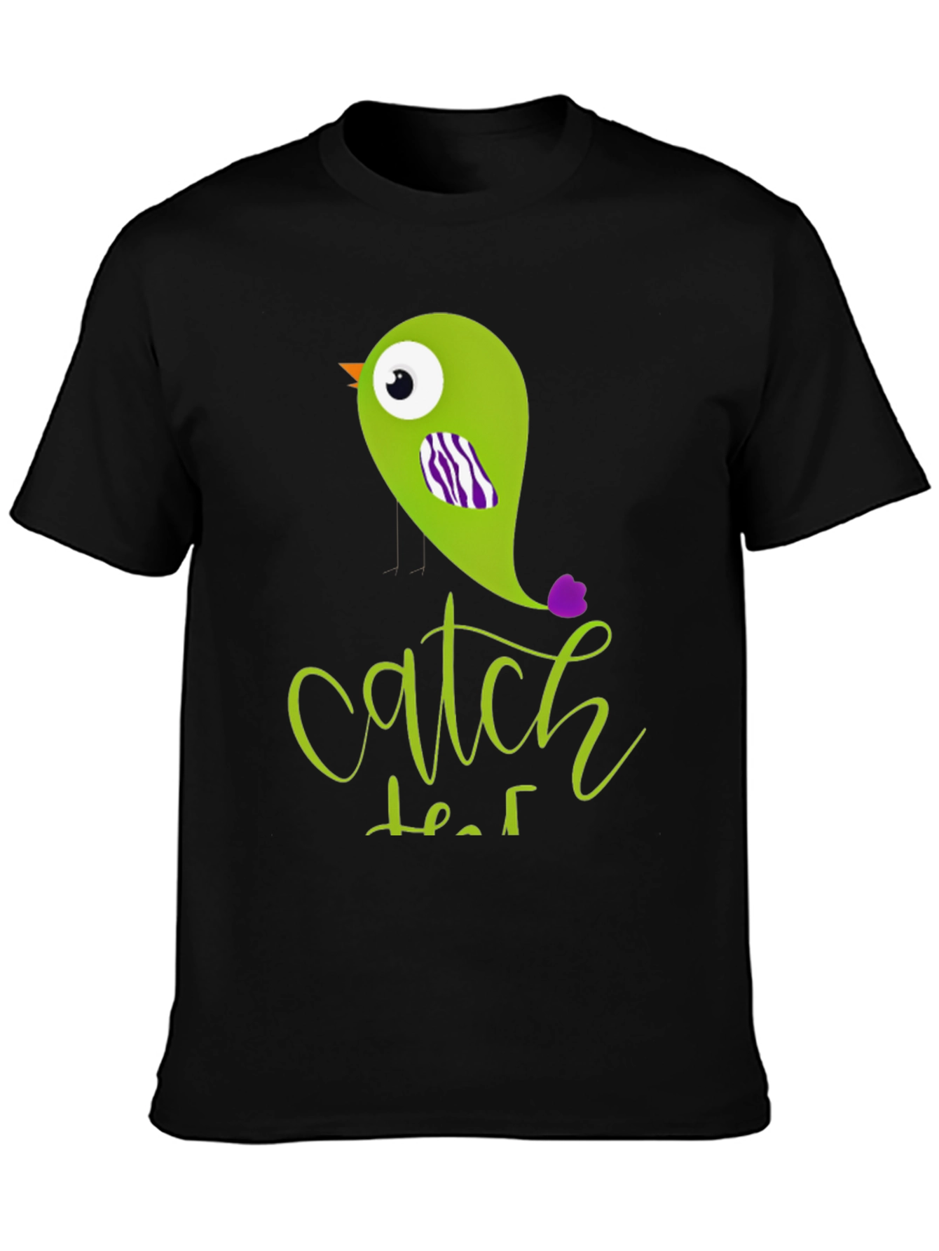 Black Catch That Bird Graphic Tee - Men's Black T-Shirt view 3