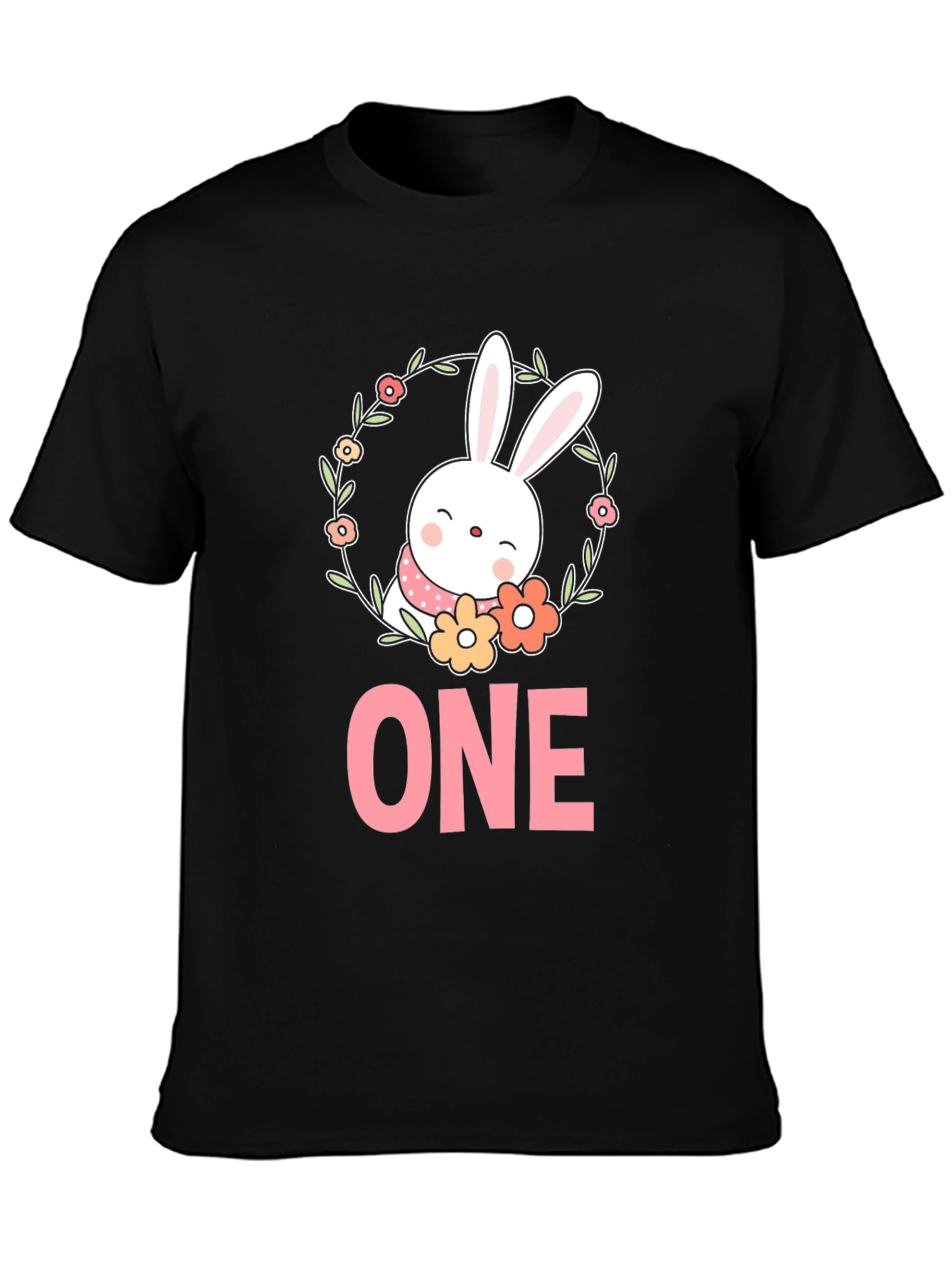Black Bunny ONE - Baby's First Birthday T-Shirt view 3