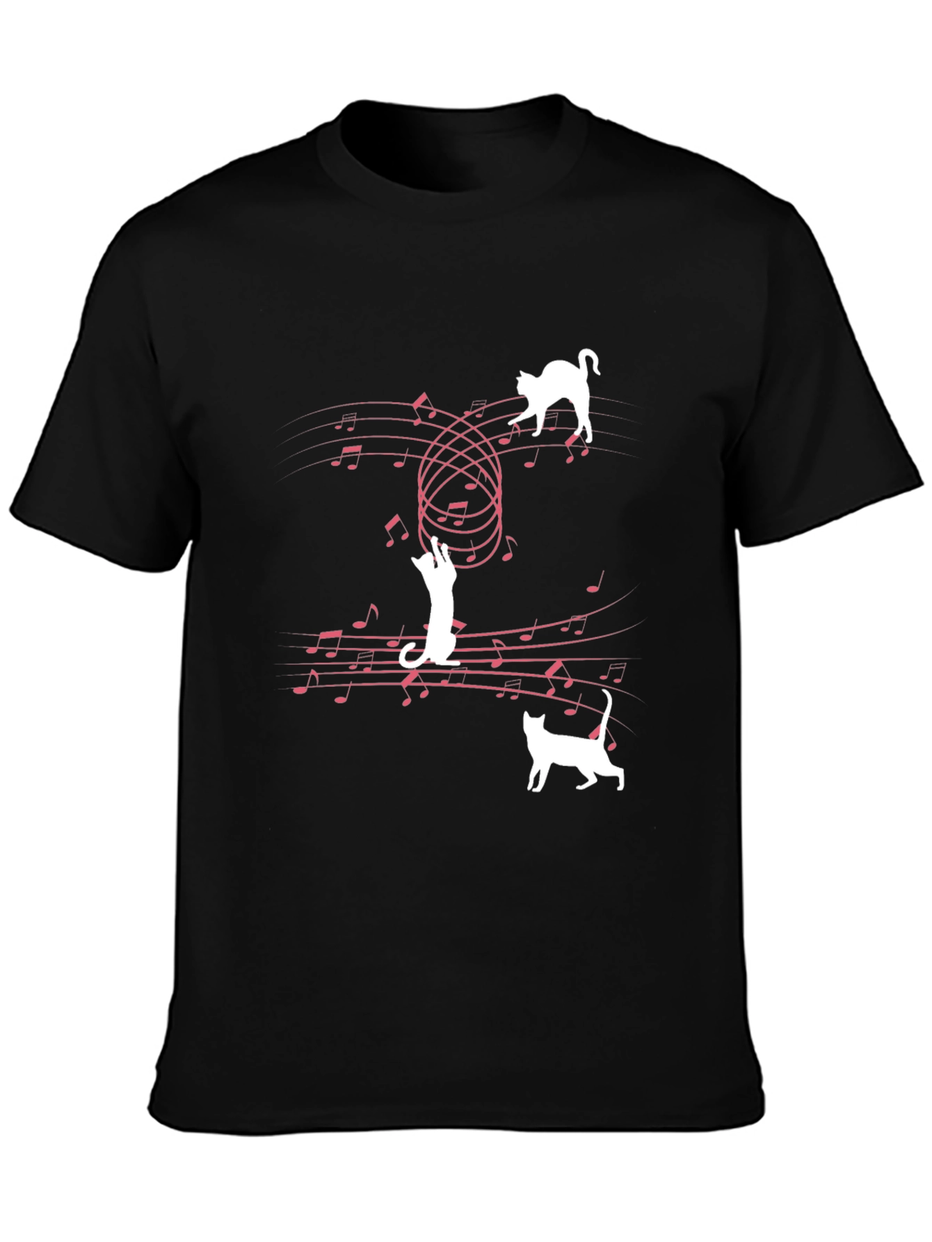 Black Musical Cats T-Shirt - Playful Feline Design view 3