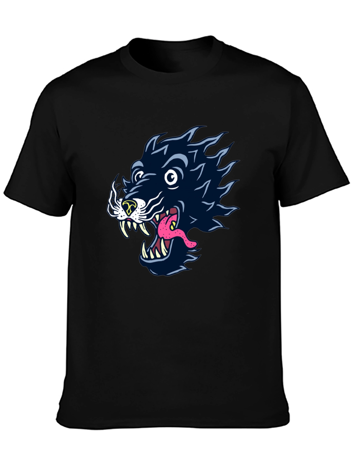 Black Wolf Graphic Tee - Black Cotton T-Shirt view 3