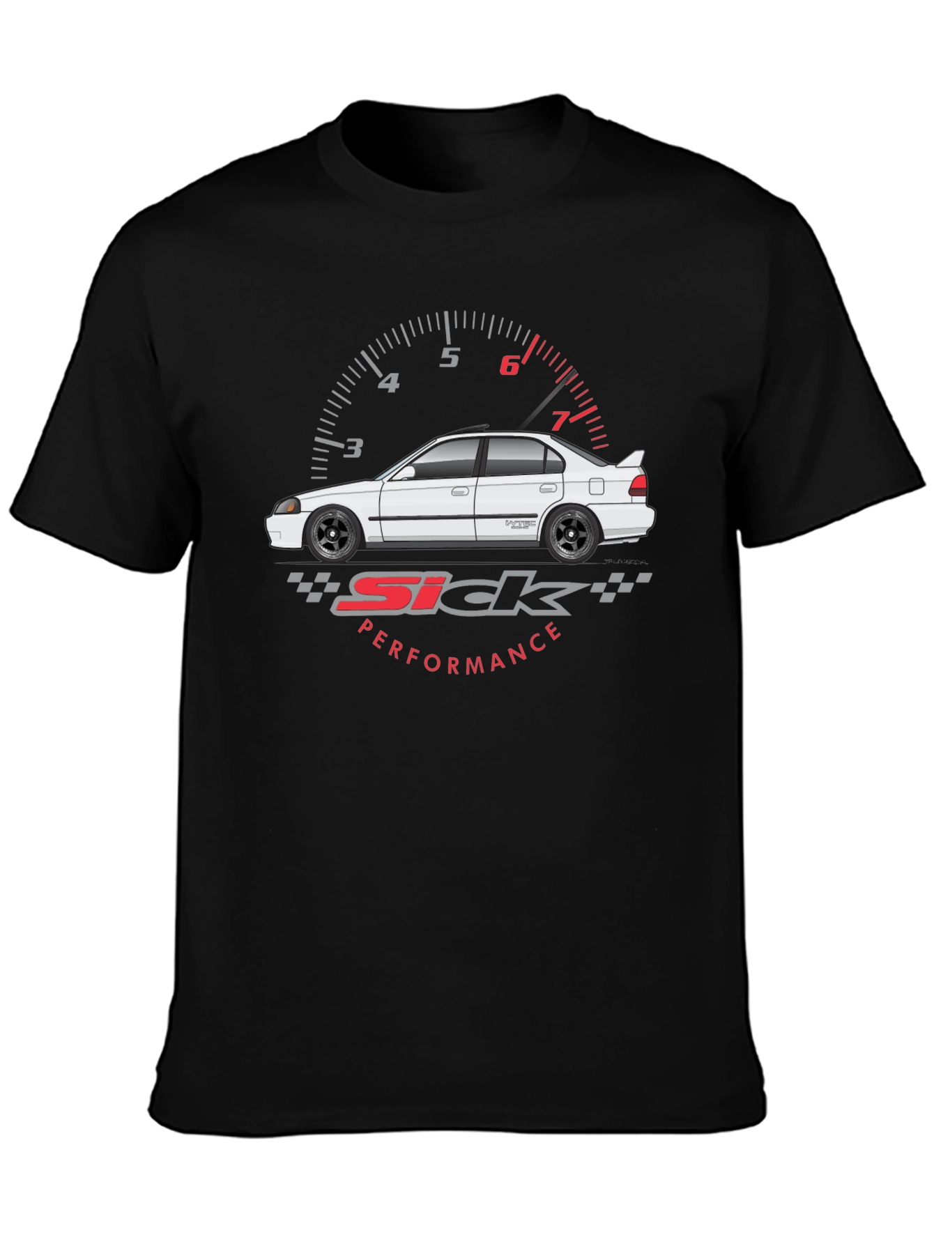 Black Sick Performance Car Graphic T-Shirt view 3
