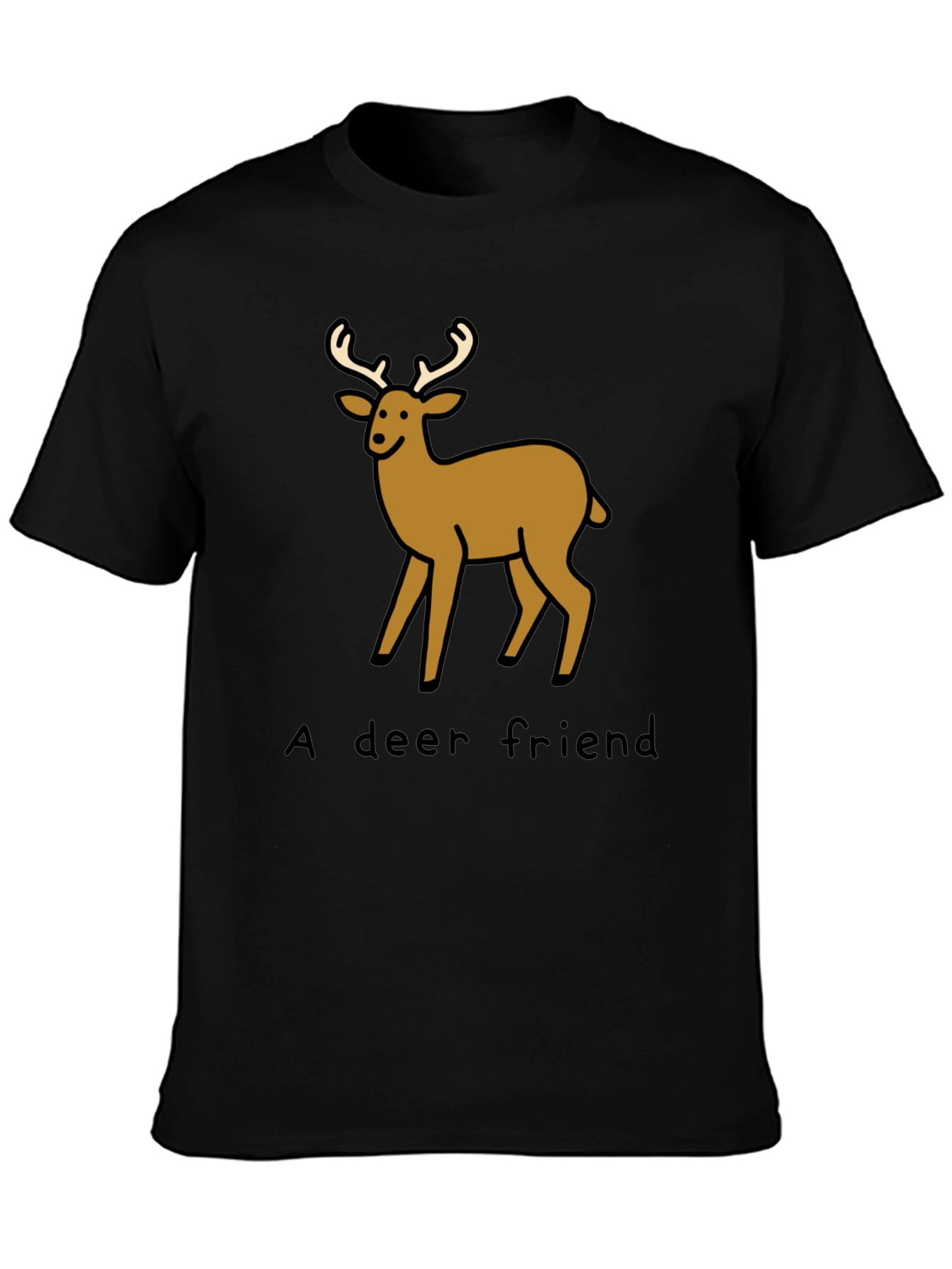 Black A Deer Friend Graphic Tee - Soft Black Cotton view 3