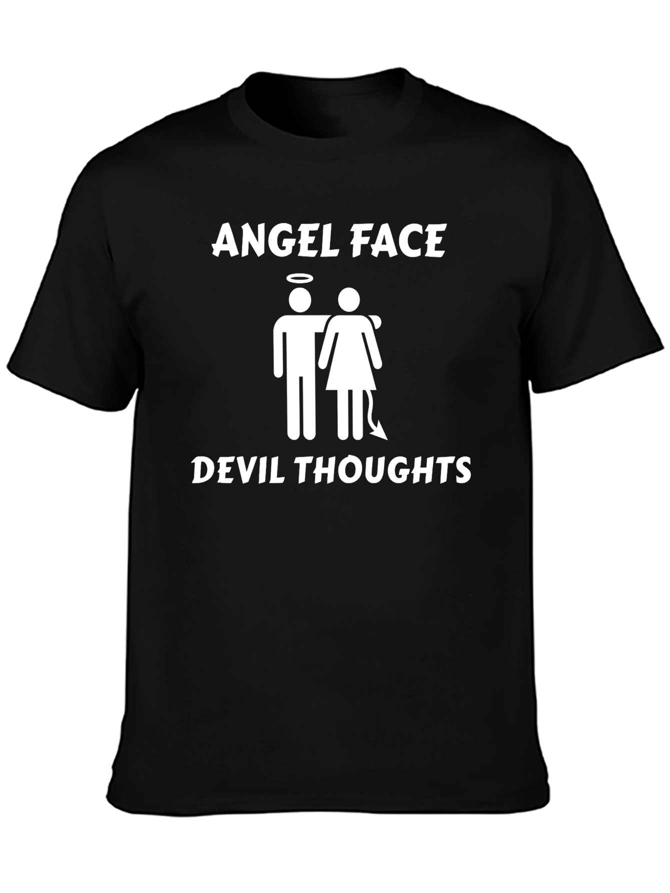 Black Angel Face Devil Thoughts Graphic T-Shirt view 3