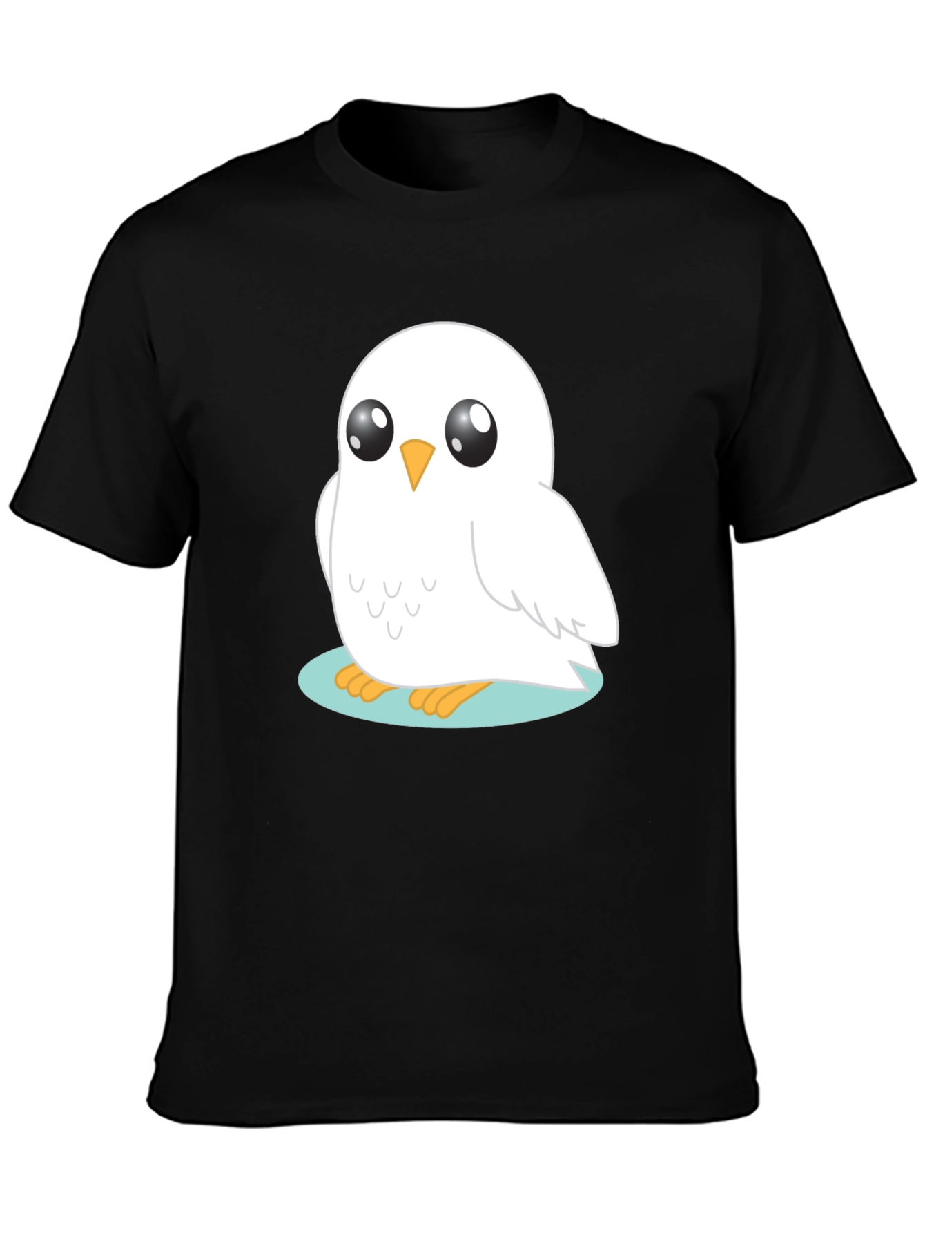 Black Cute Owl Graphic T-Shirt - Black Cotton Tee view 3