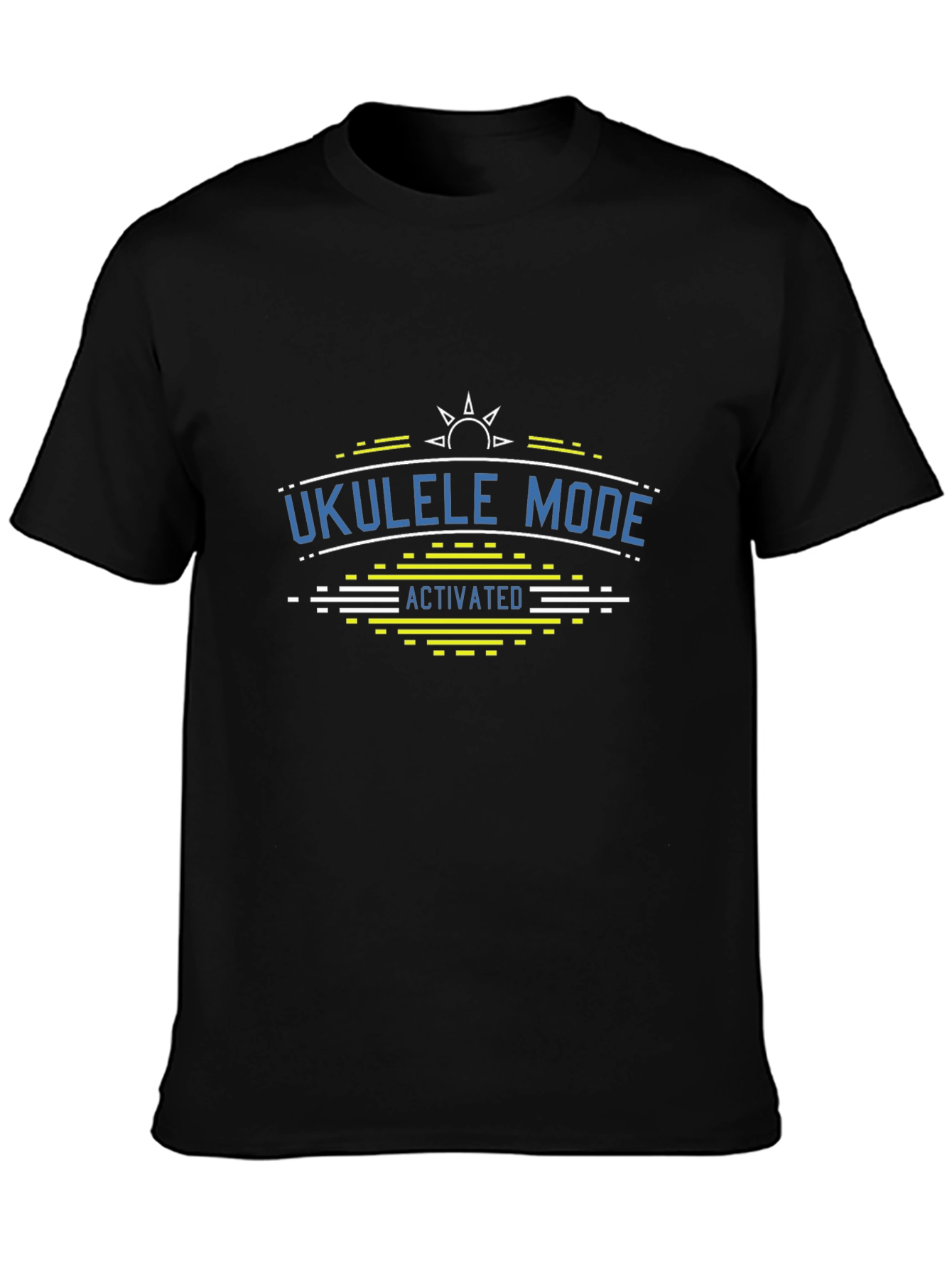 Black Ukulele Mode Activated Black T-Shirt view 3