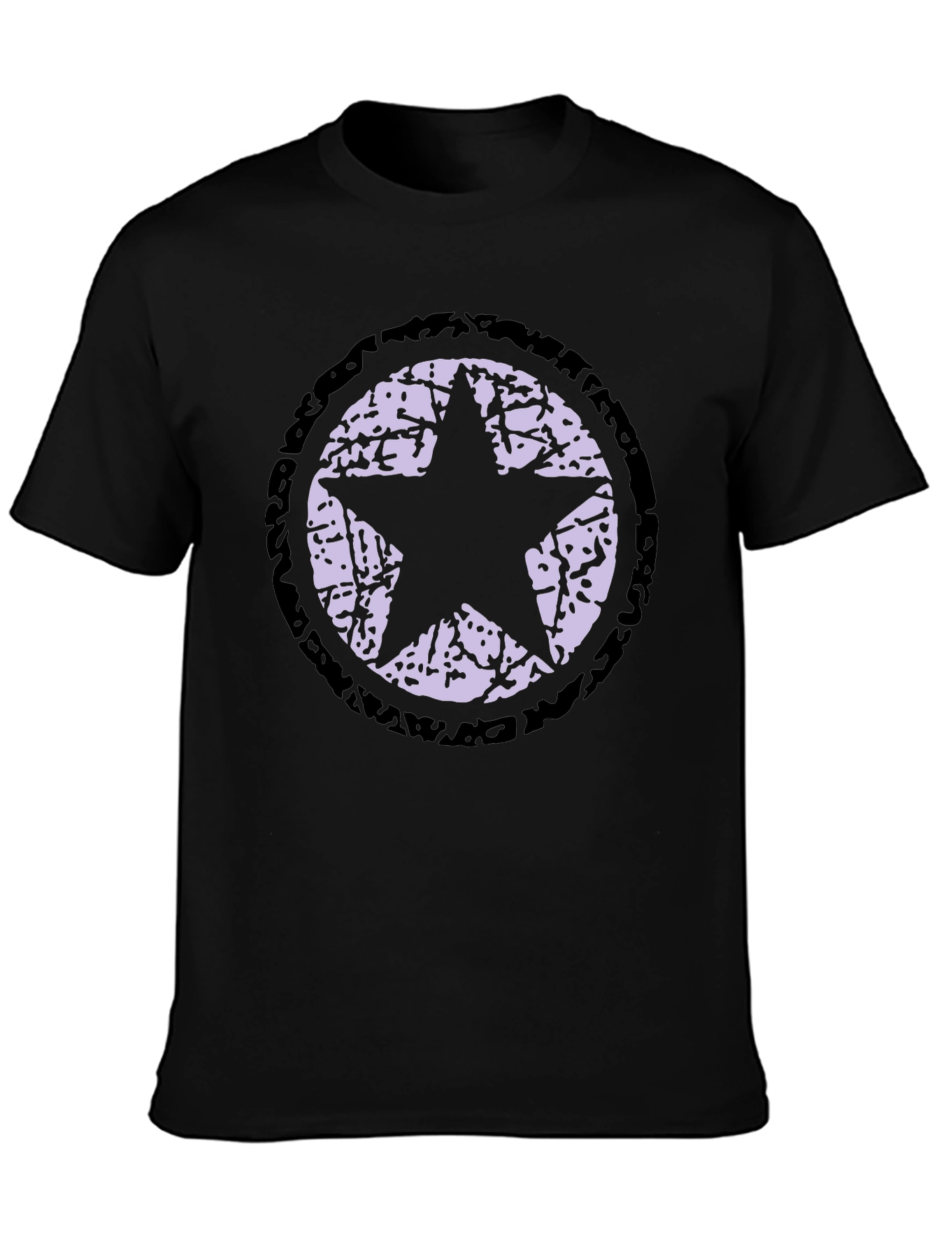 Black Distressed Star Graphic Black T-Shirt view 3