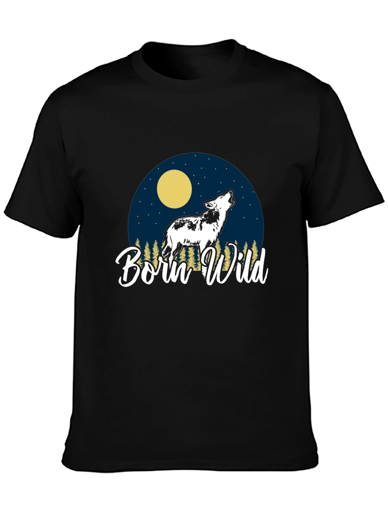 Black Born Wild Wolf Graphic T-Shirt - Black view 3