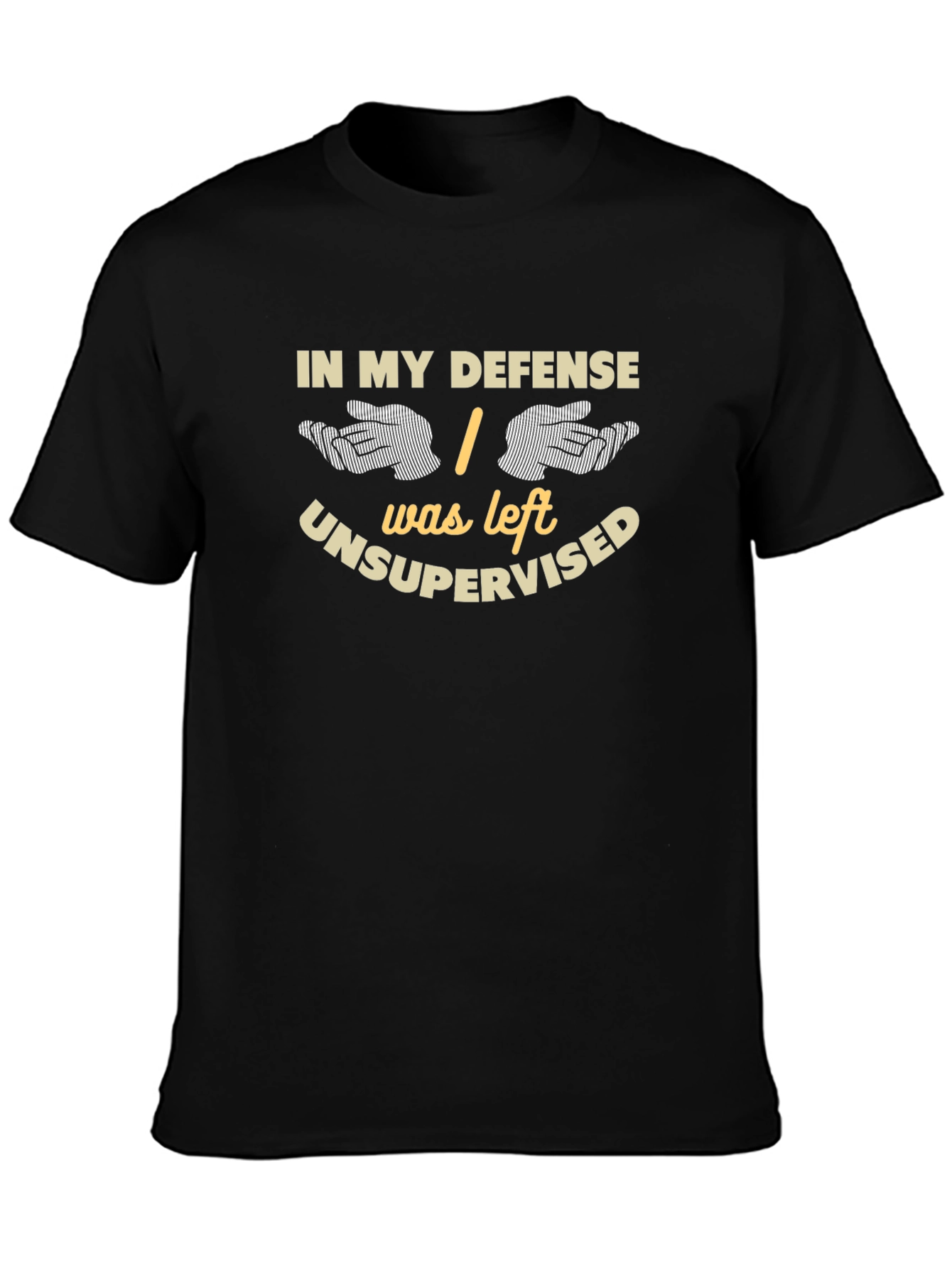 Black Funny Unsupervised Graphic T-Shirt view 3