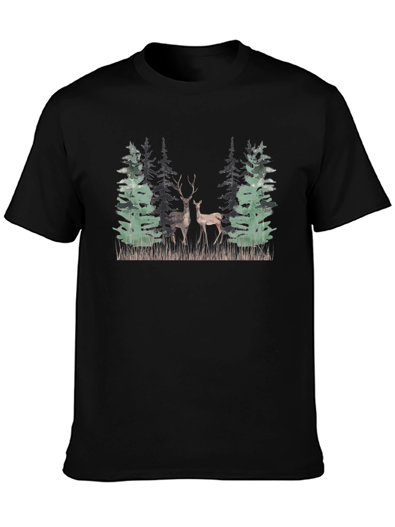 Black Deer Forest Graphic T-Shirt - Nature Inspired Tee view 3