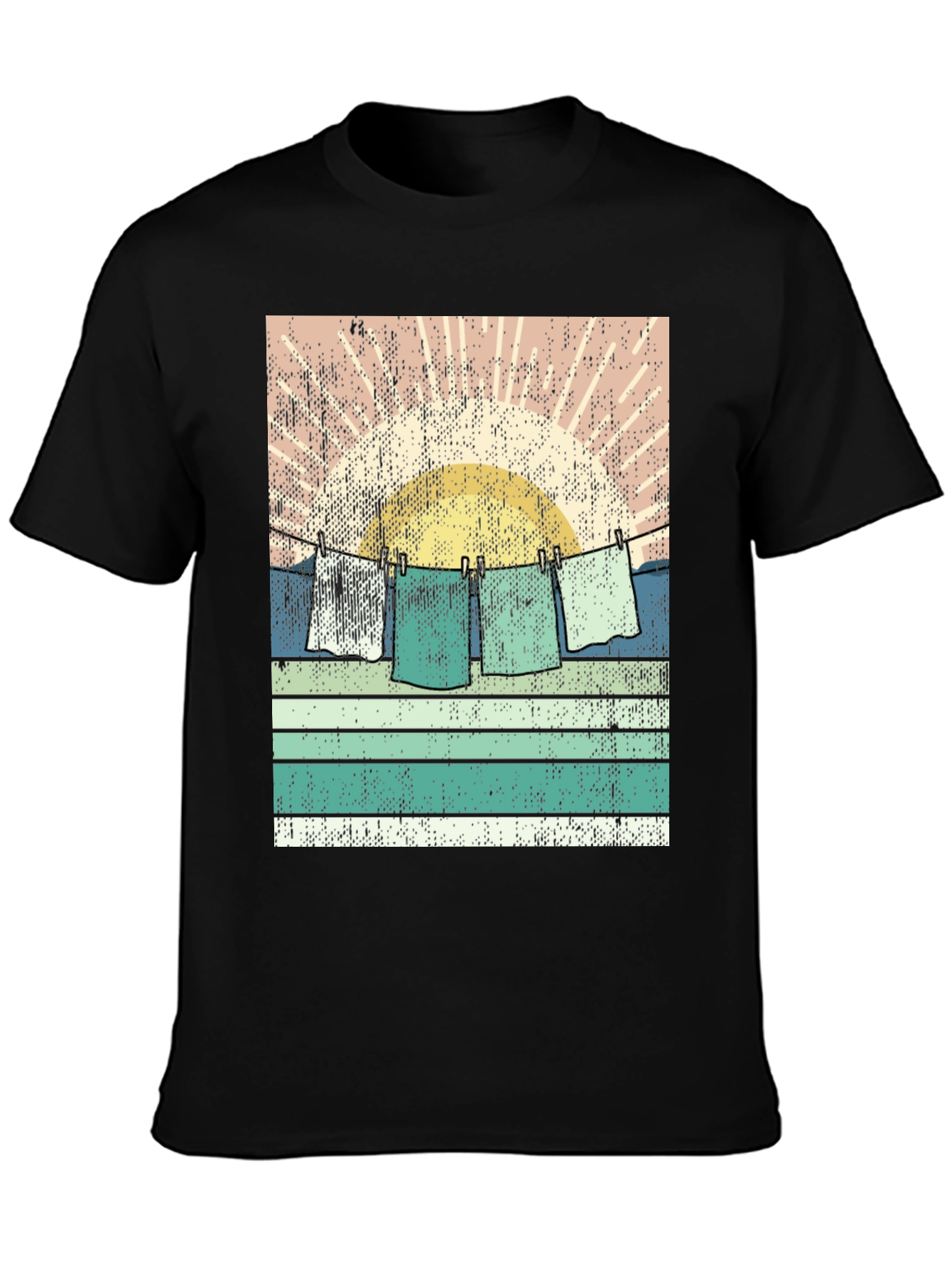 Black Retro Sunset Laundry T-Shirt view 3
