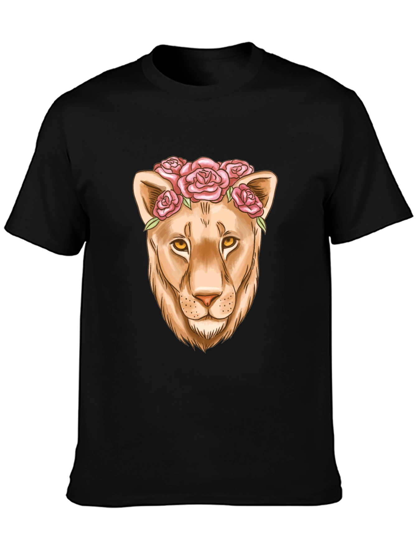 Black Lioness Flower Crown Graphic Tee - Black view 3