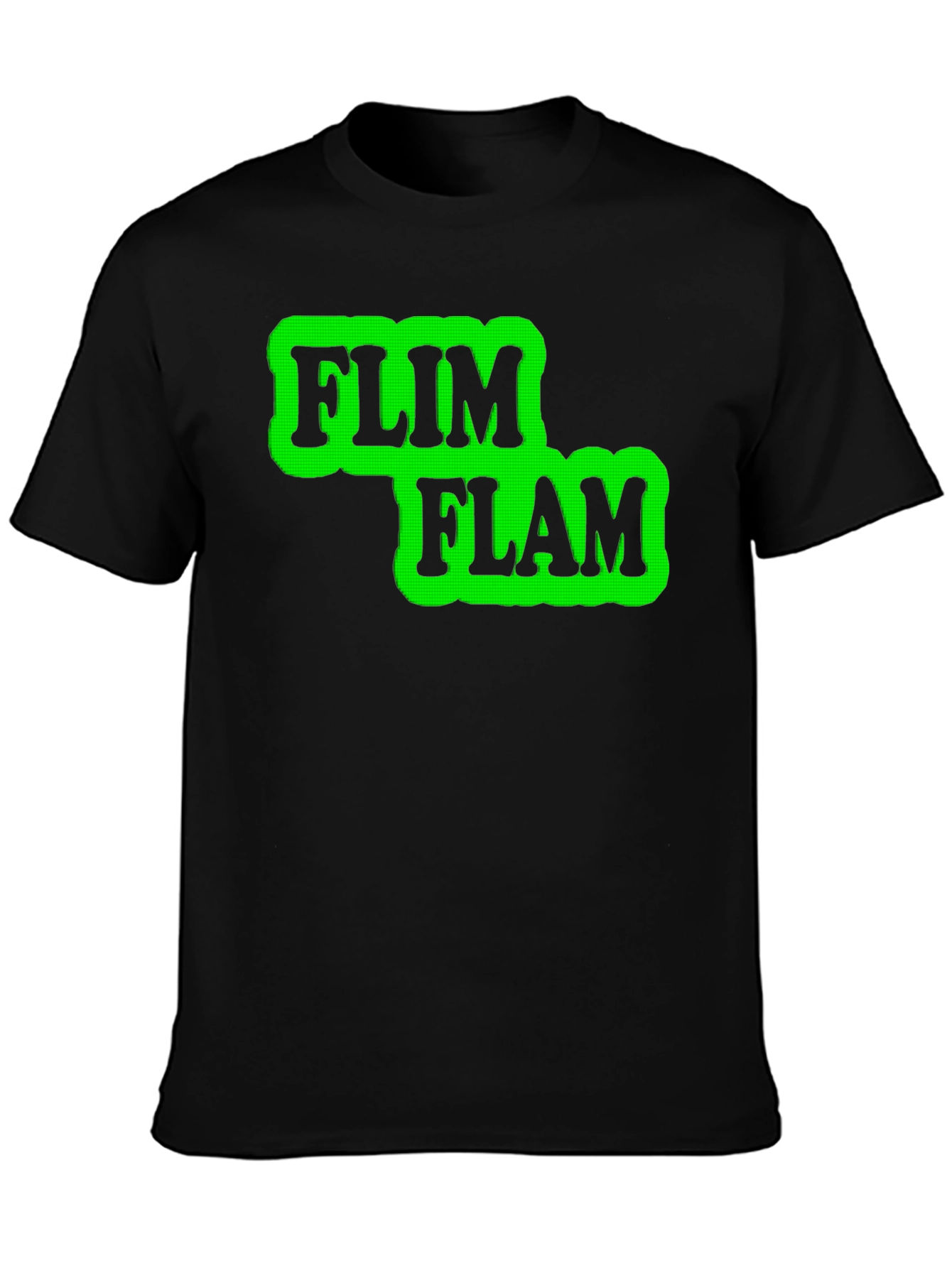 Black Flim Flam Graphic T-Shirt - Novelty Design Tee view 3