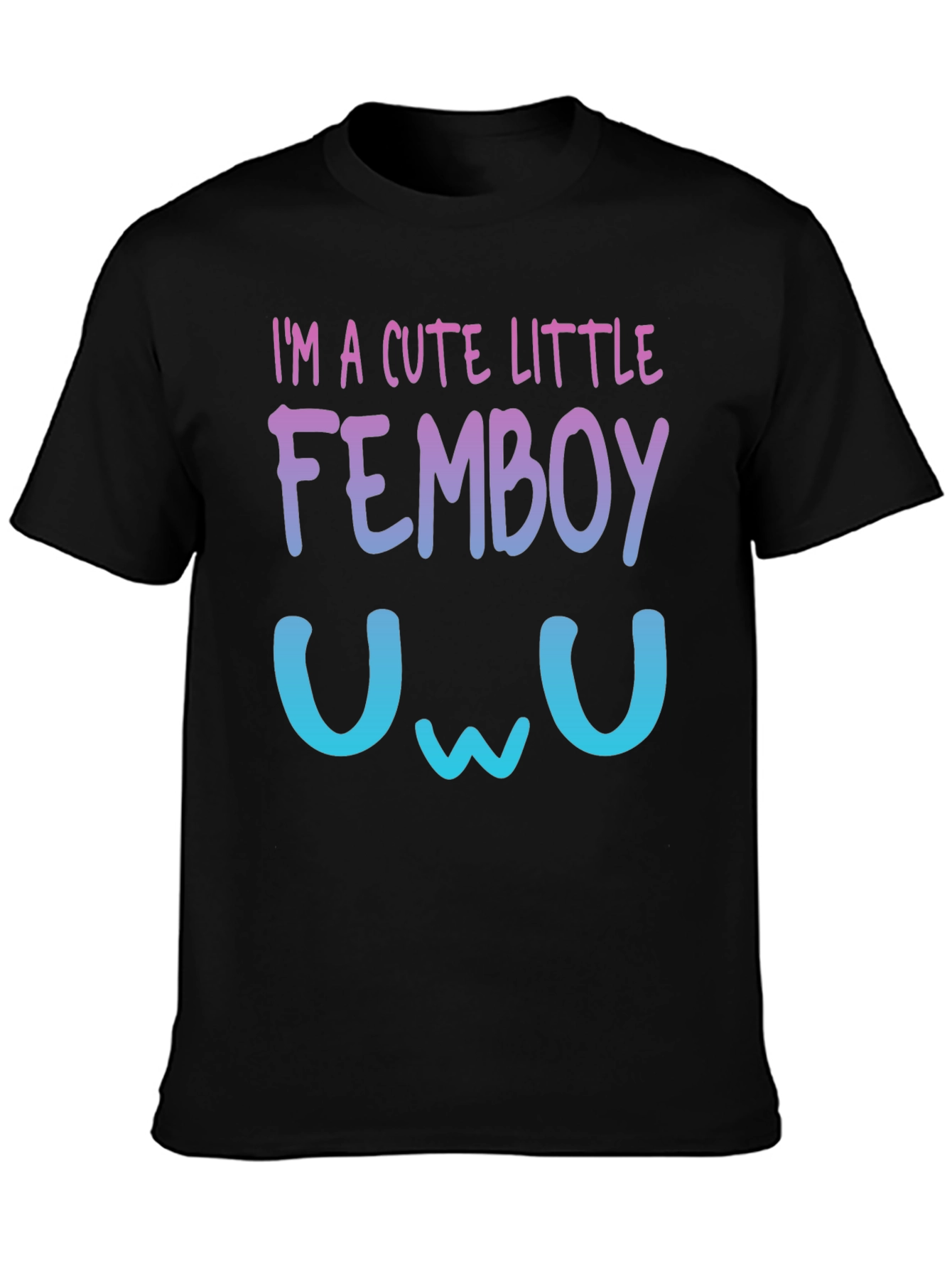 Black Cute Little Femboy T-Shirt - Gradient Design view 3