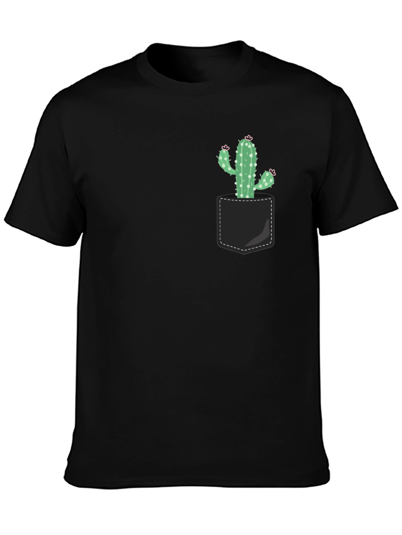 Black Cactus Pocket T-Shirt - Trendy Graphic Tee view 3