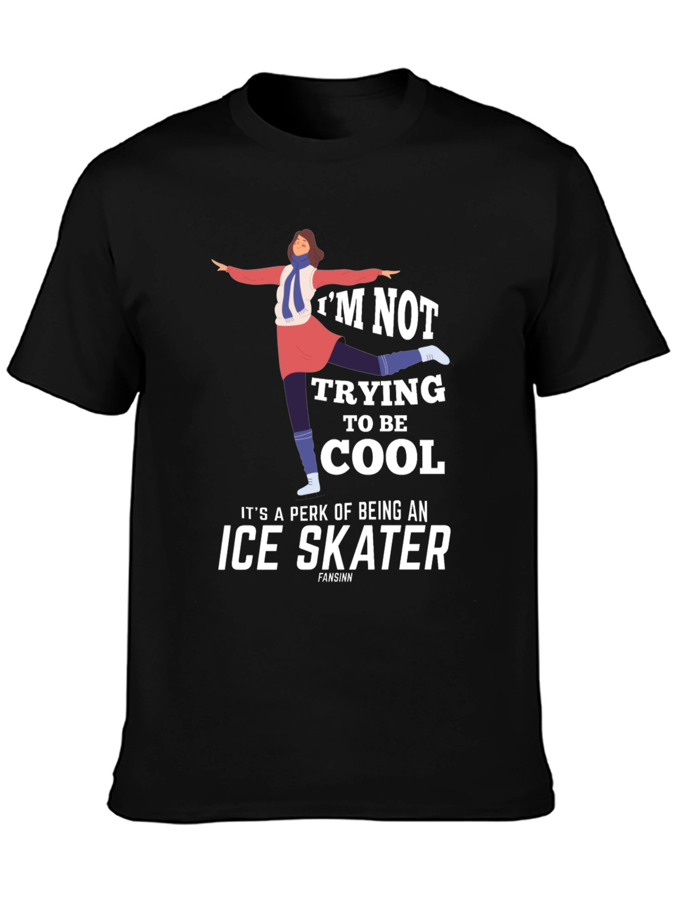 Black Cool Ice Skater Graphic Tee Shirt view 3