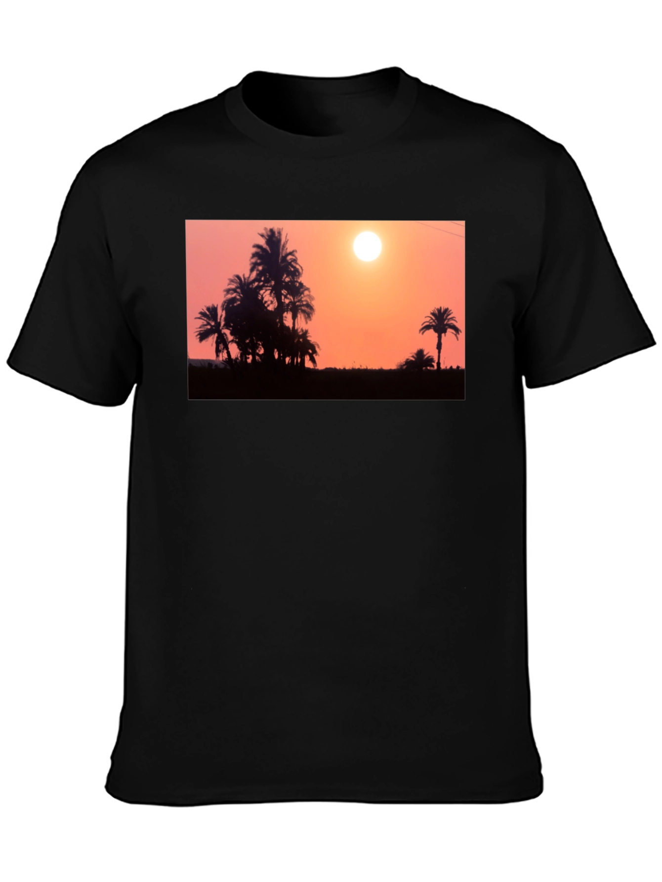 Black Sunset Palm Tree T-Shirt - Black view 3