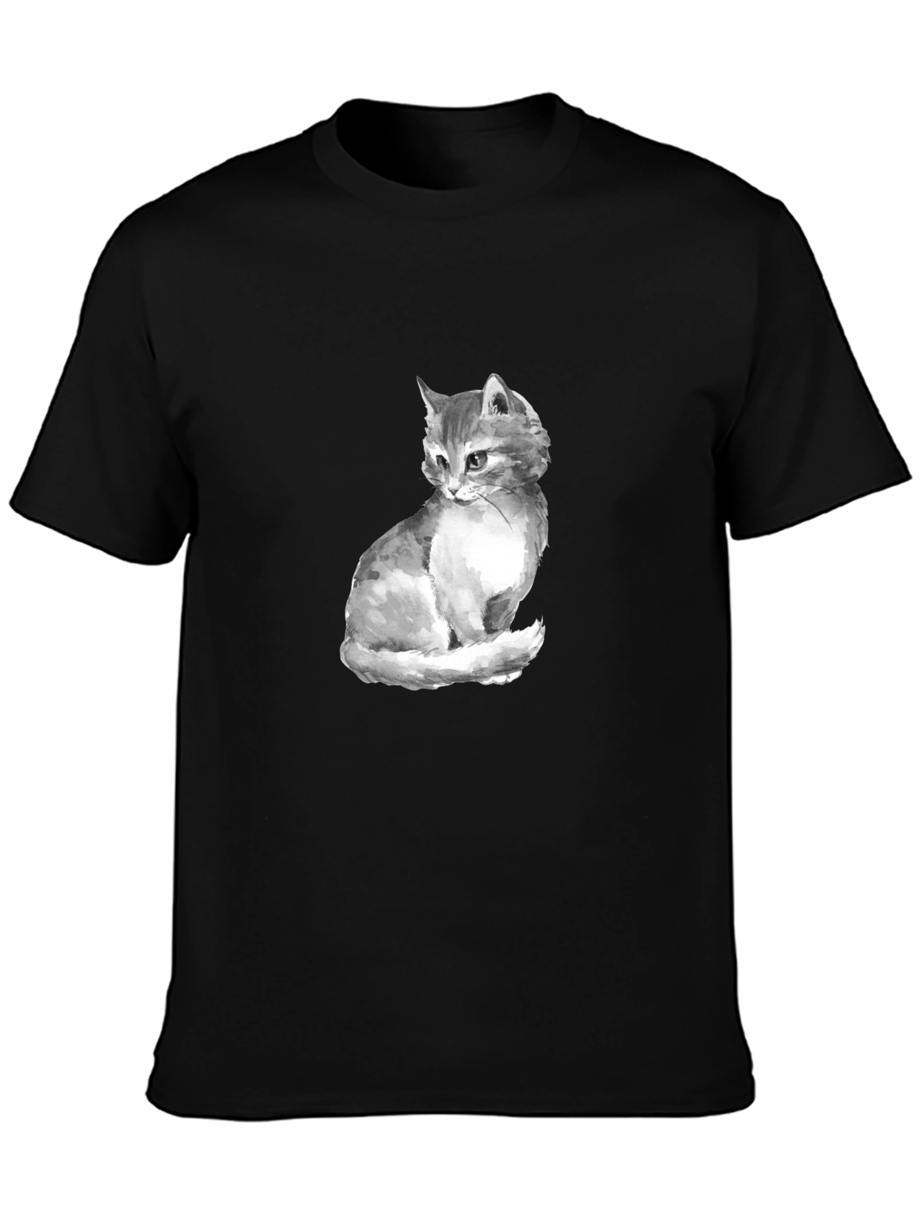 Black Cat Portrait Graphic Tee - Black Unisex T-Shirt view 3