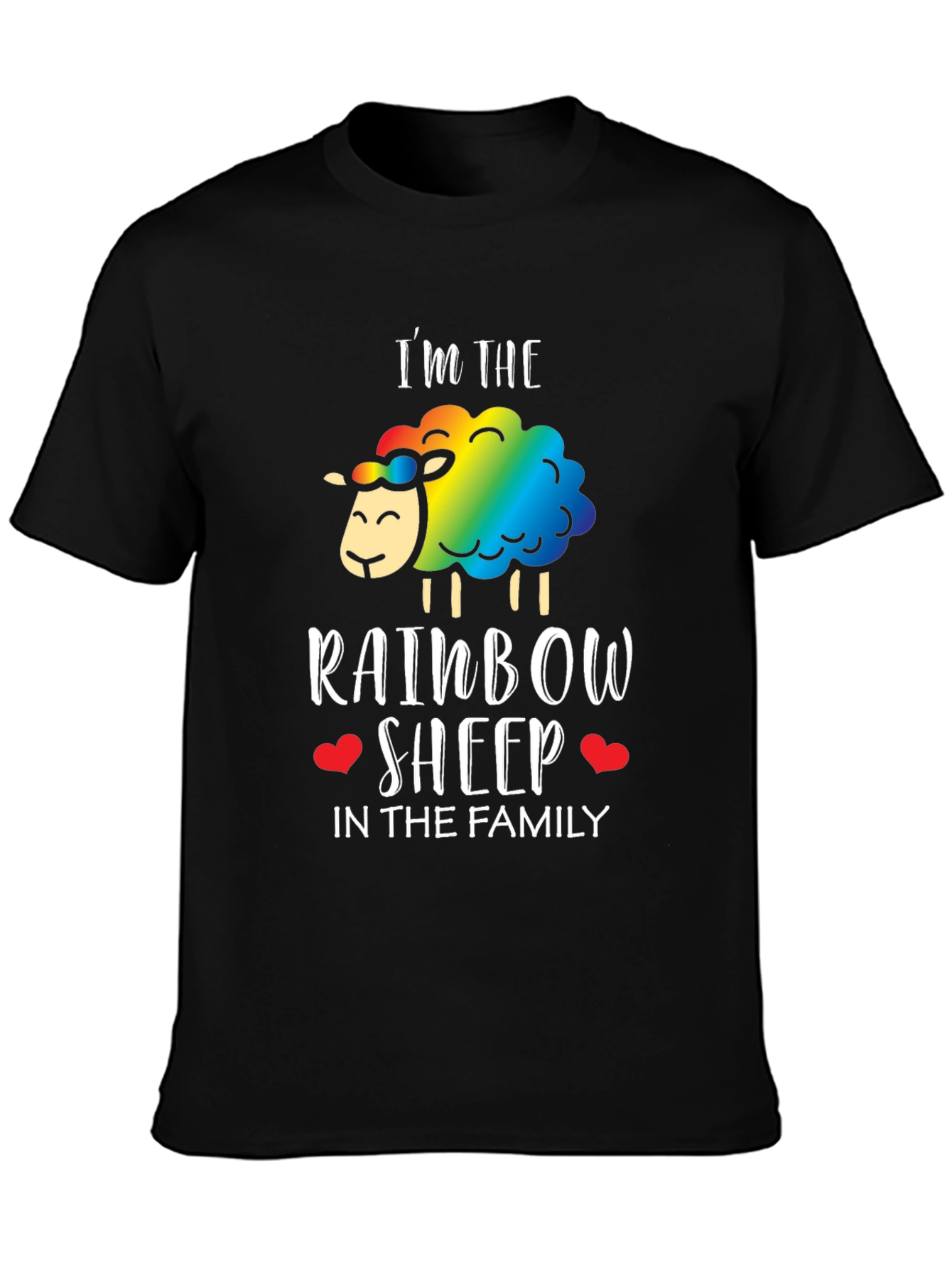 Black Rainbow Sheep Family T-Shirt - Pride LGBTQ+ Tee view 3