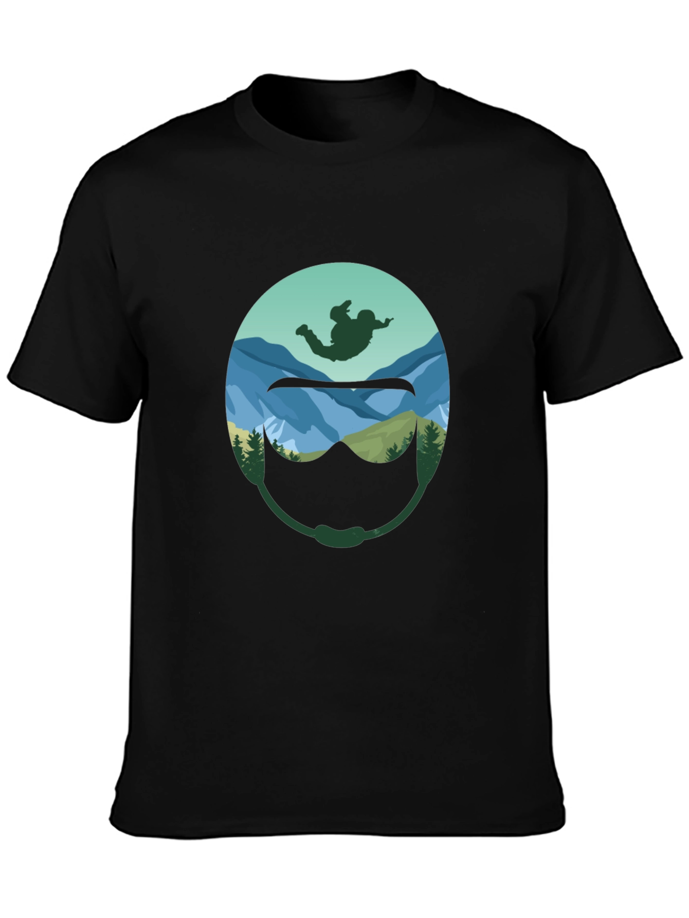 Black Skydiver Helmet Graphic T-Shirt view 3
