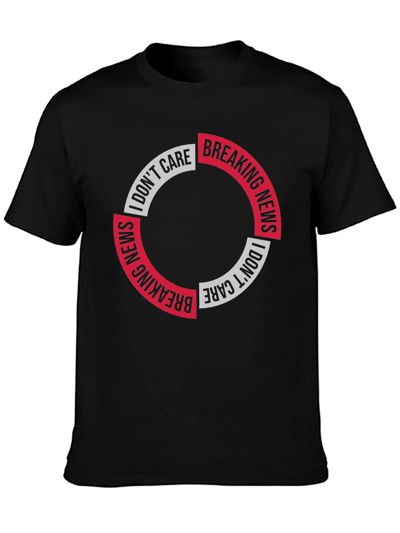 Black Breaking News I Don't Care Graphic Tee view 3