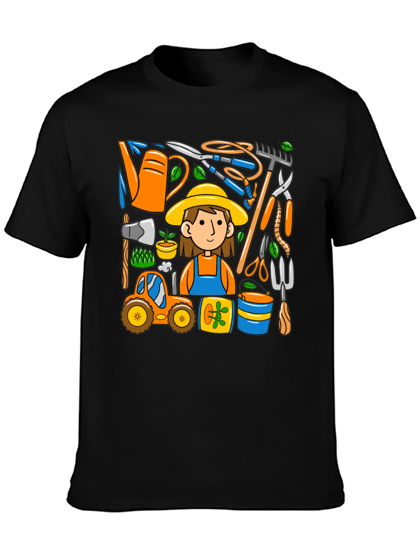 Black Gardening Tools Graphic Tee view 3