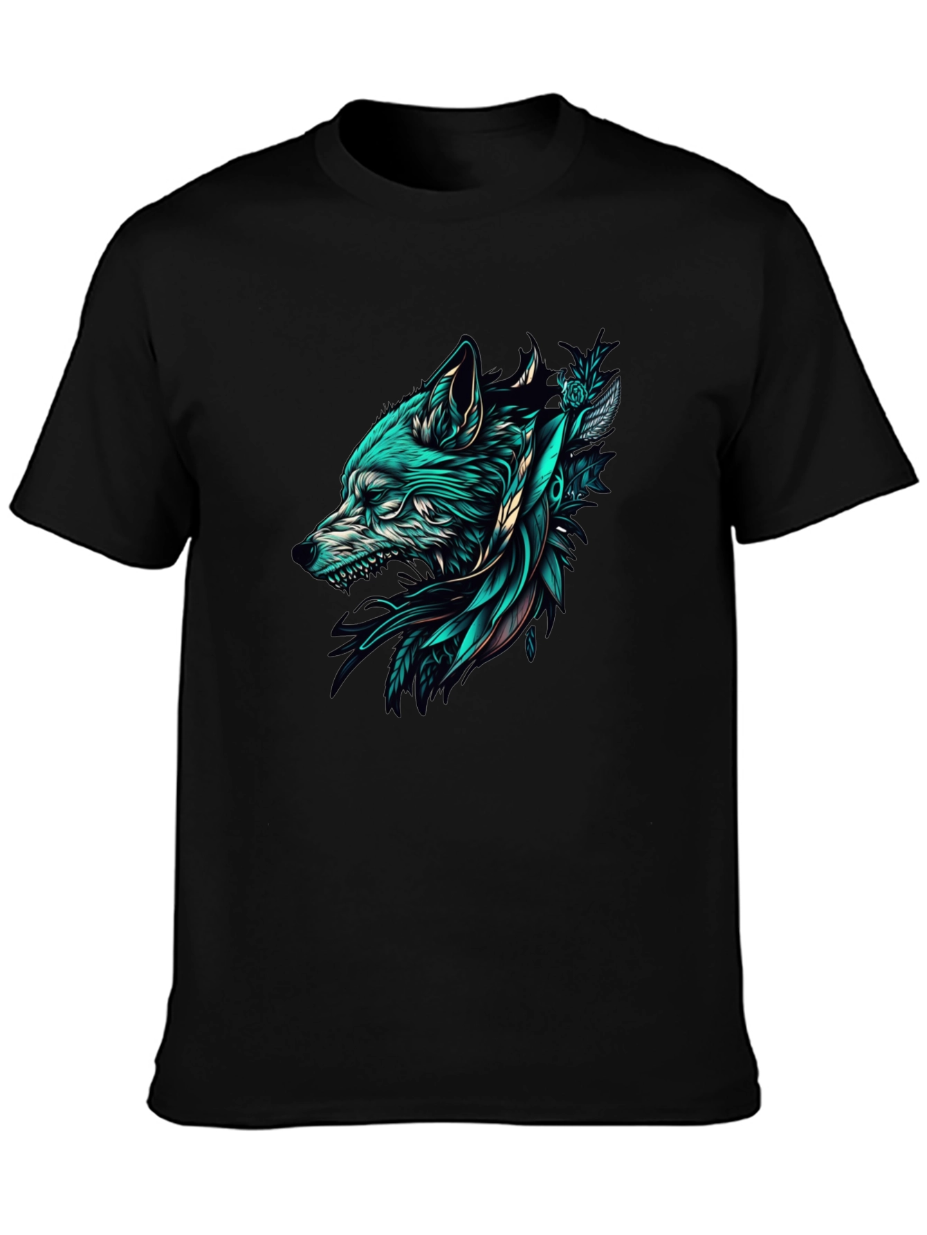 Black Wolf Graphic Tee - Stylish Black T-Shirt view 3