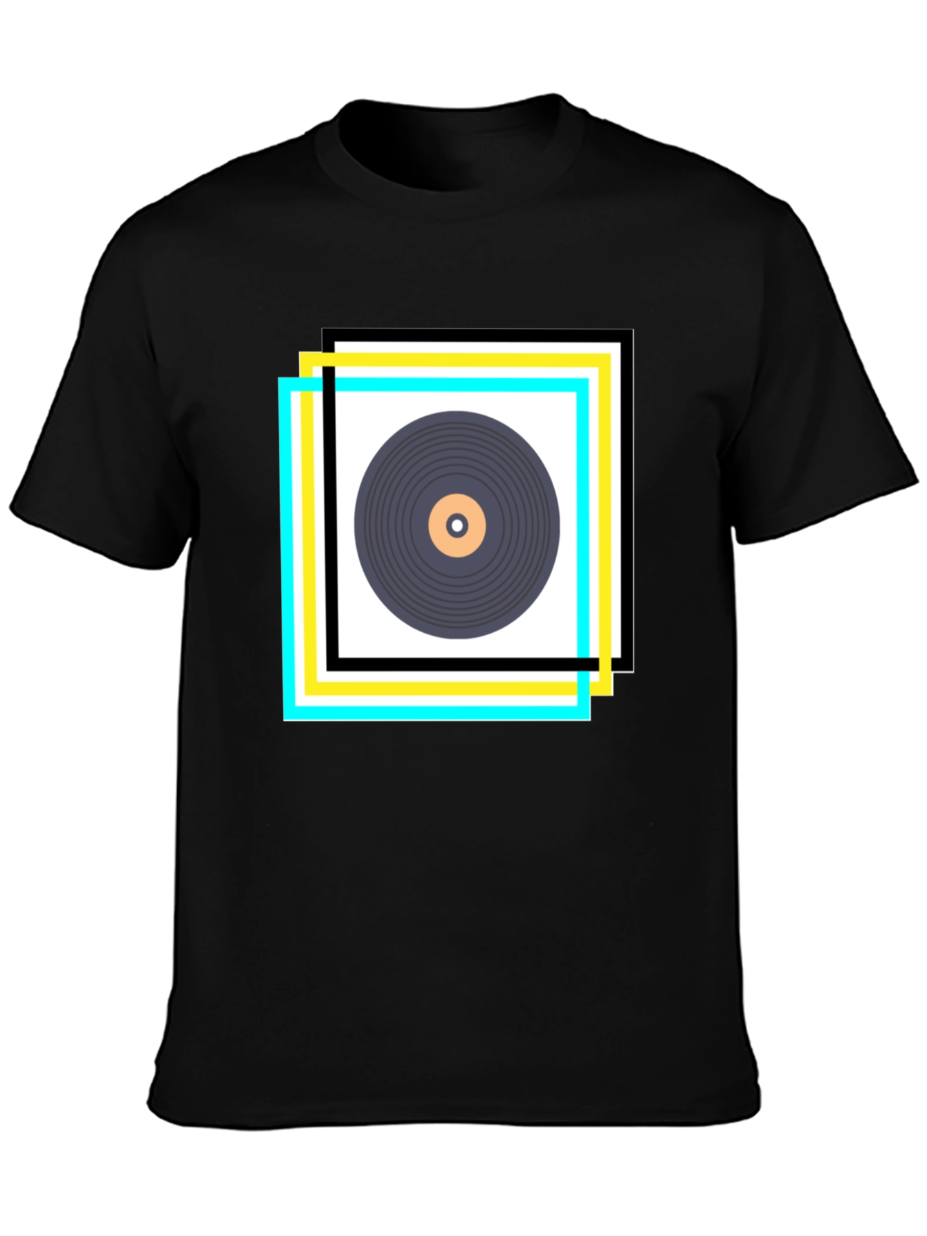 Black Retro Vinyl Record Graphic Tee view 3