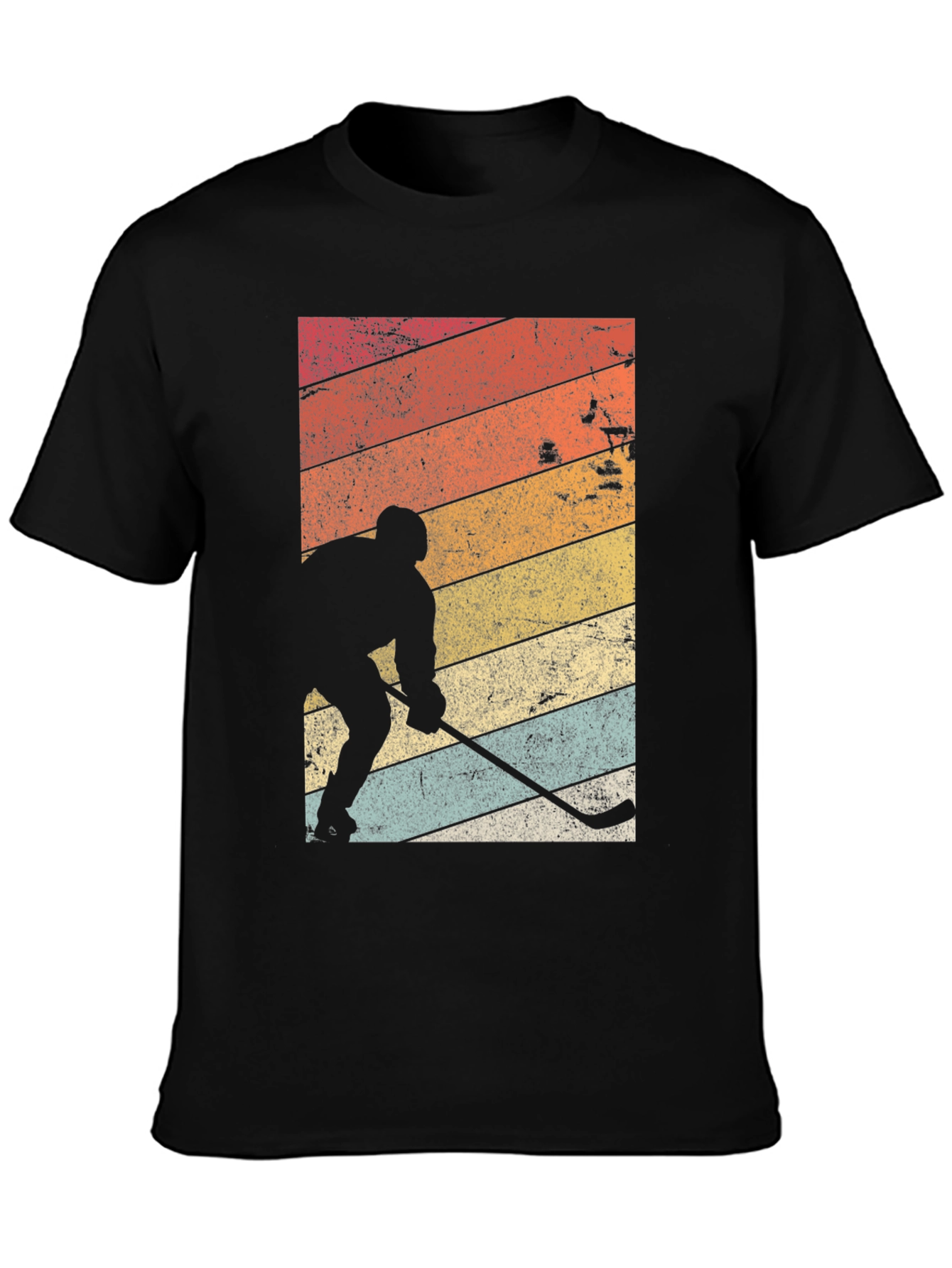 Black Retro Hockey Player Graphic T-Shirt view 3