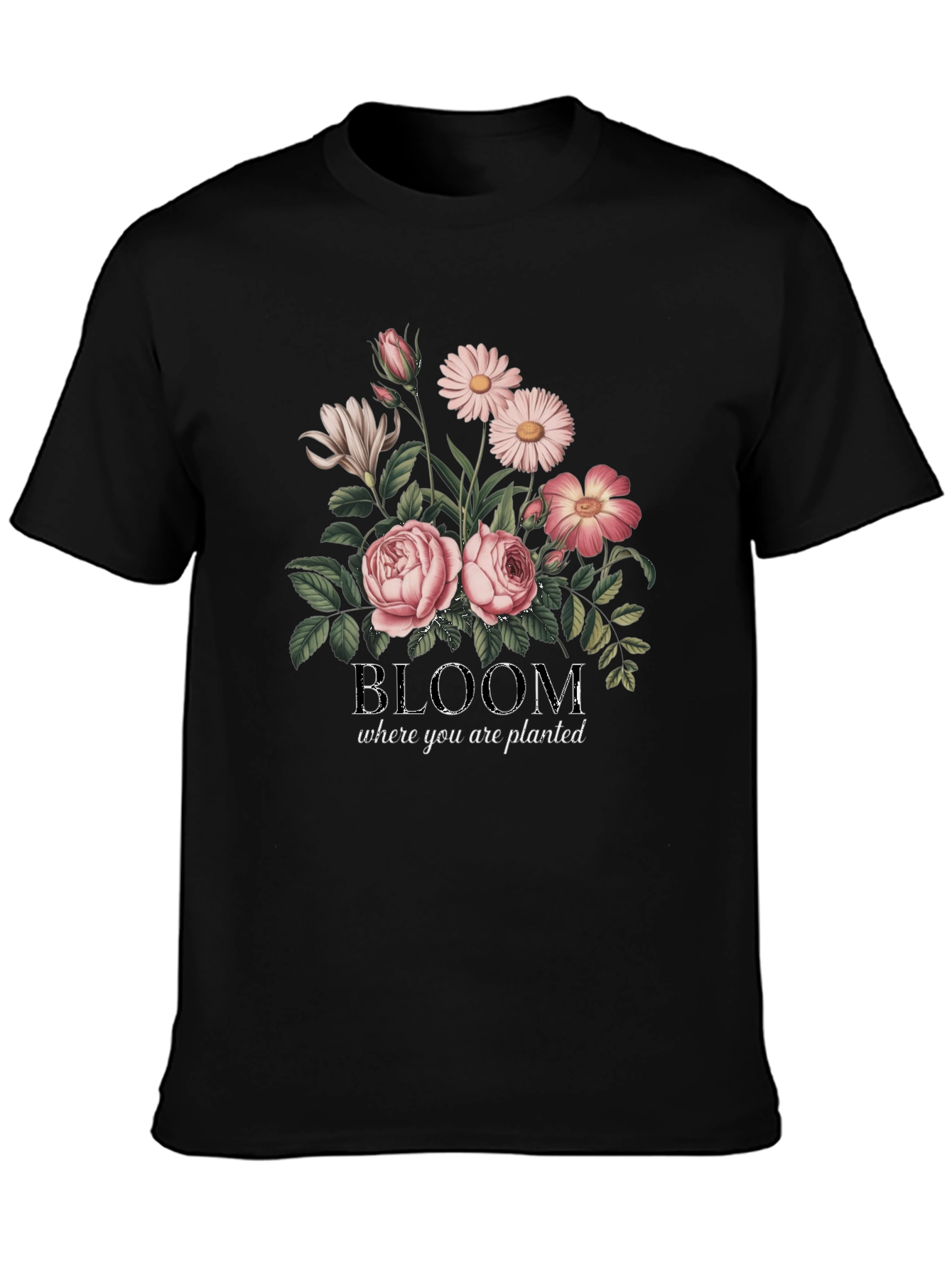 Black Bloom Where You Are Planted Graphic Tee view 3