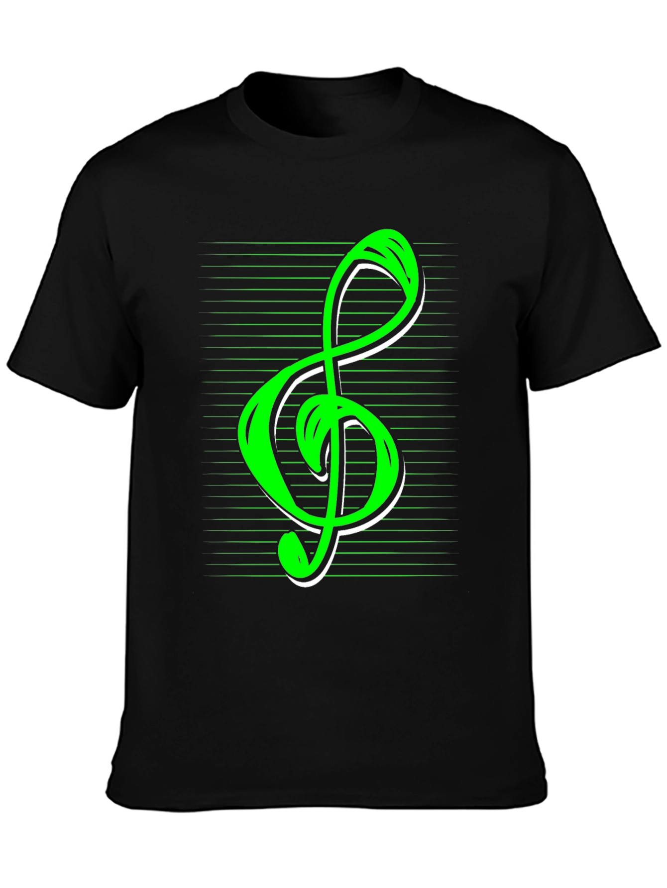 Green Treble Clef Graphic Tee - Music Lover T-Shirt - 3