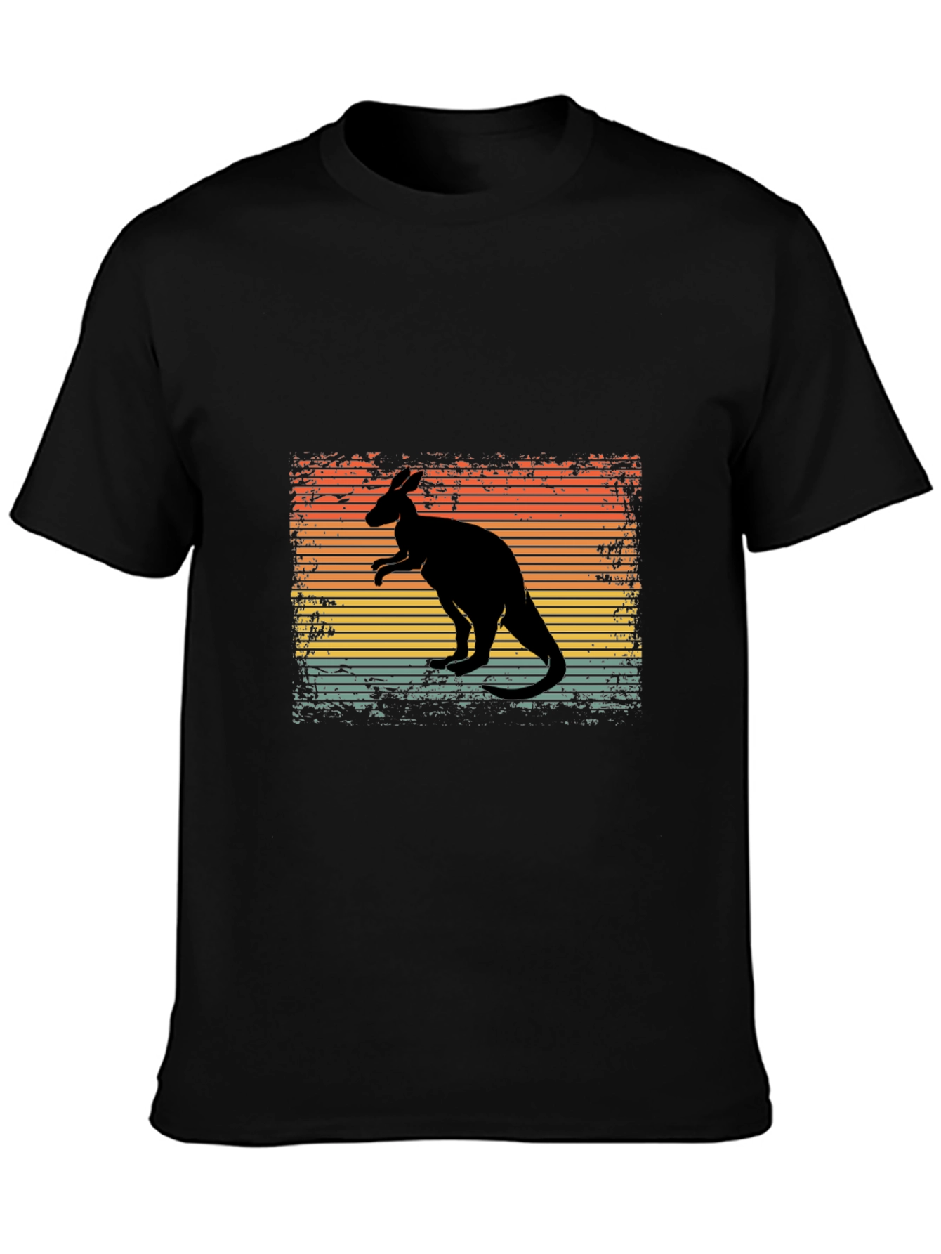 Black Retro Kangaroo Graphic T-Shirt view 3