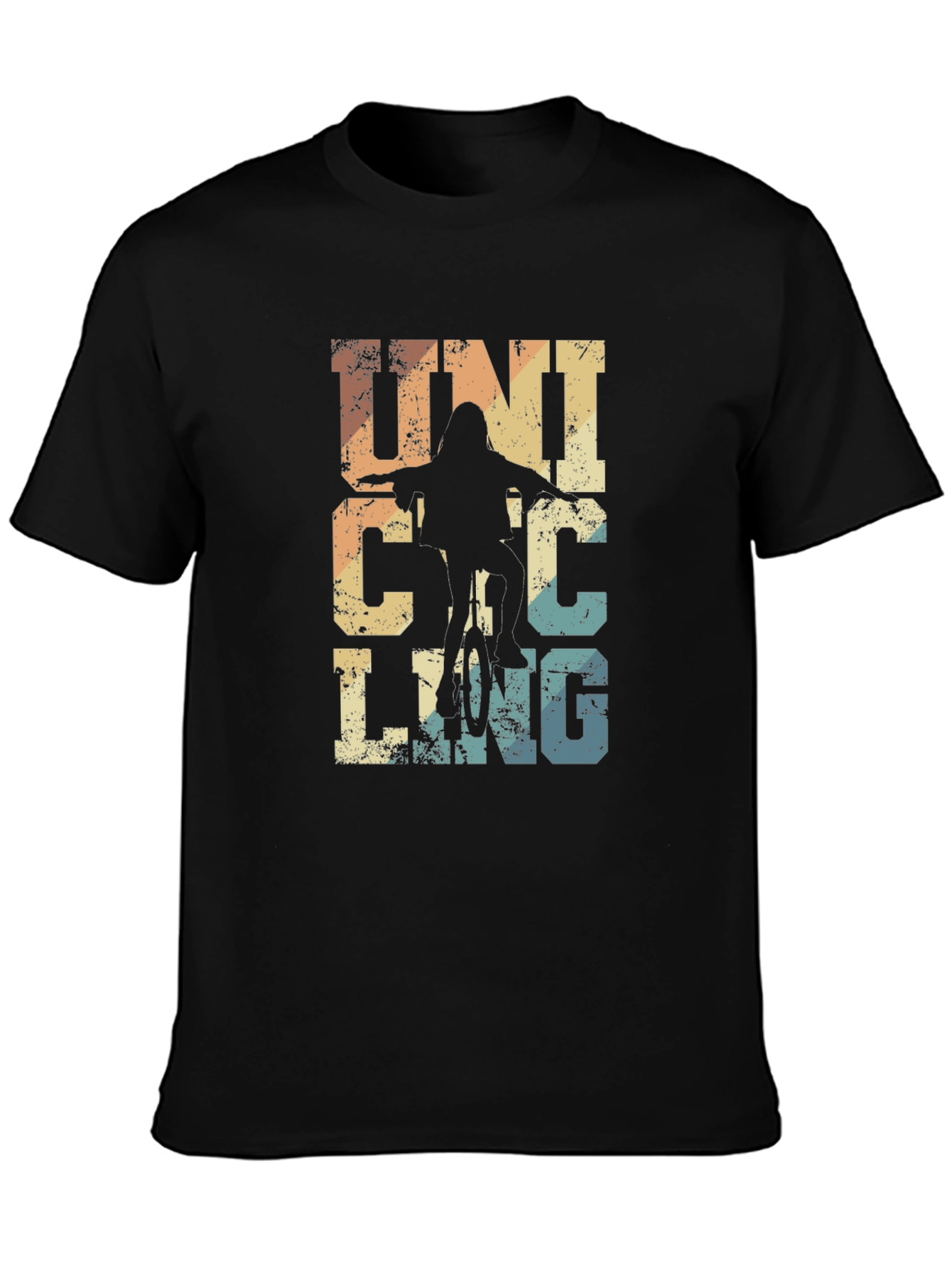 Black Vintage Unicycling T-Shirt: Retro Cycling Apparel view 3