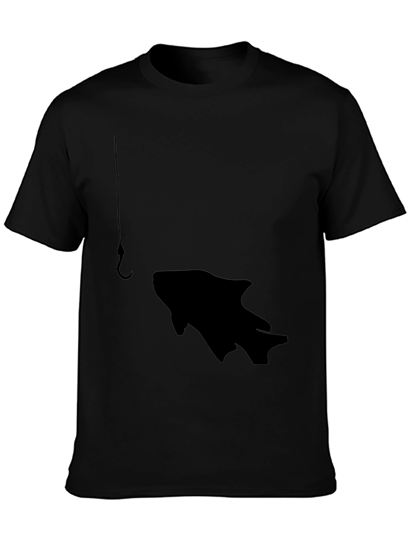 Black Fishing Hook Fish Graphic Tee - Black view 3