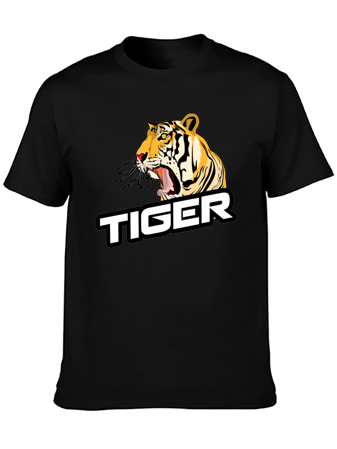 Black Roaring Tiger Graphic T-Shirt - Bold Animal Print view 3