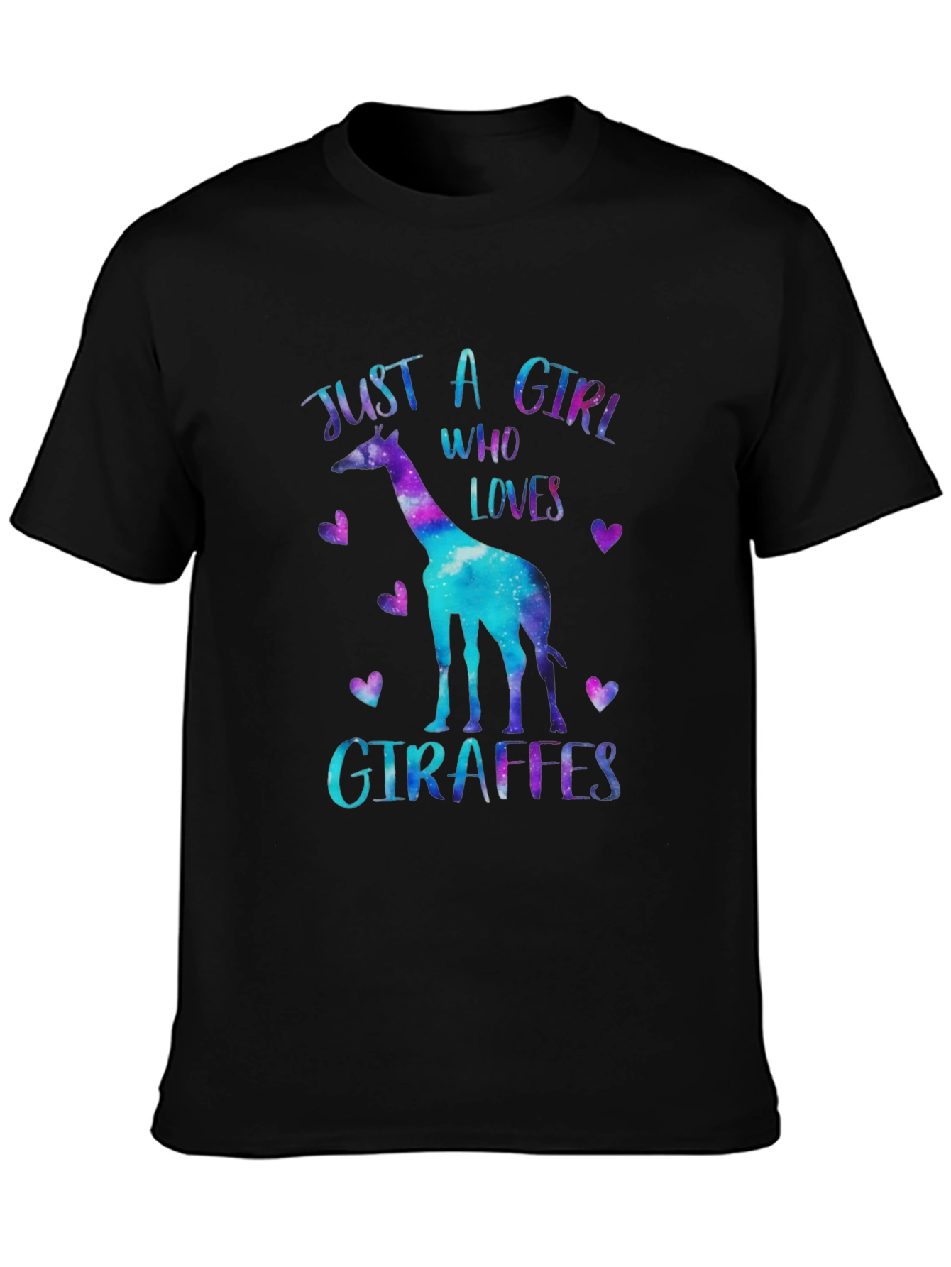 Black Just A Girl Who Loves Giraffes T-Shirt view 3