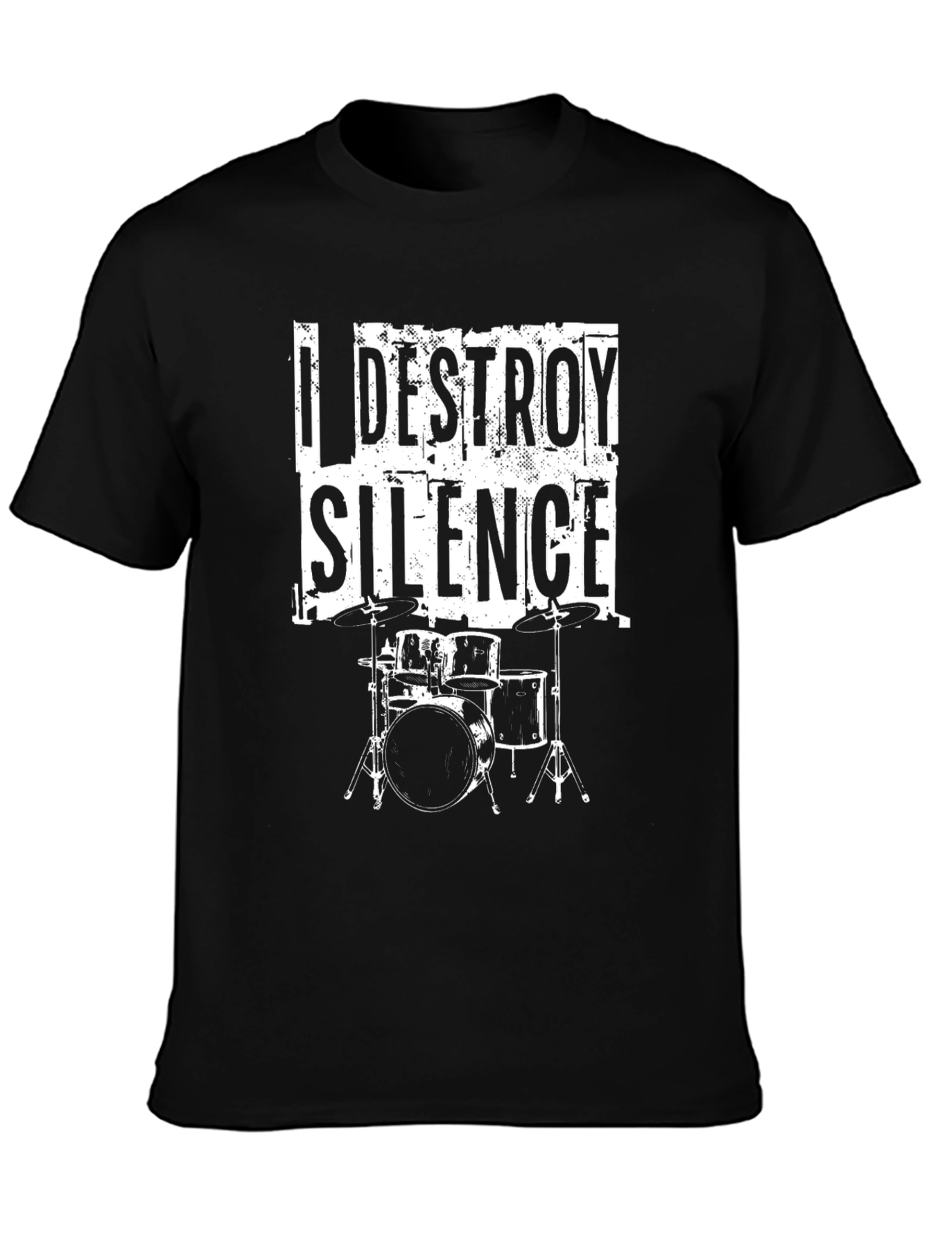 Black I Destroy Silence Black T-Shirt - Drummer Music Tee view 3