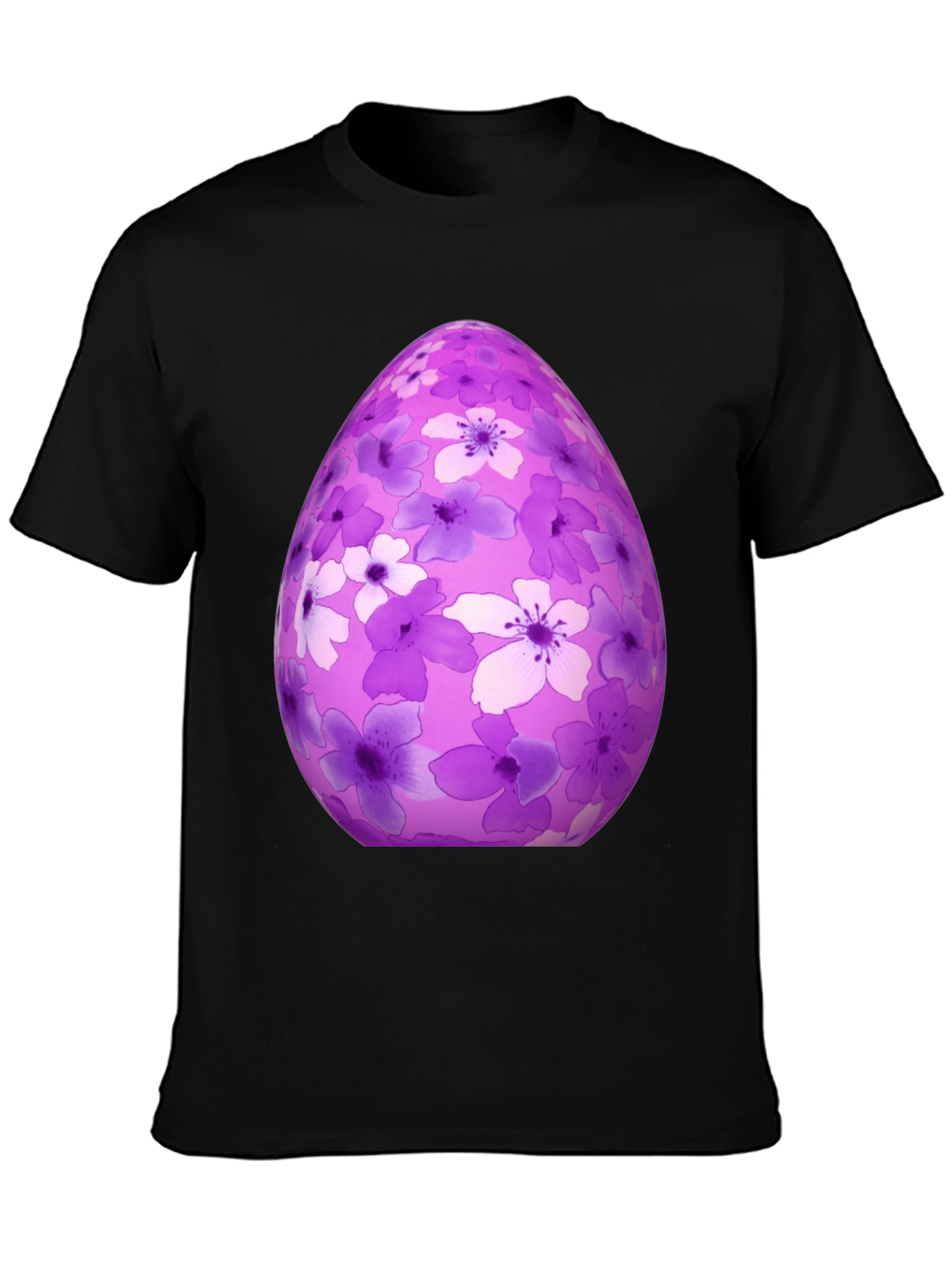 Black Floral Easter Egg Graphic Tee - Black Cotton Shirt view 3