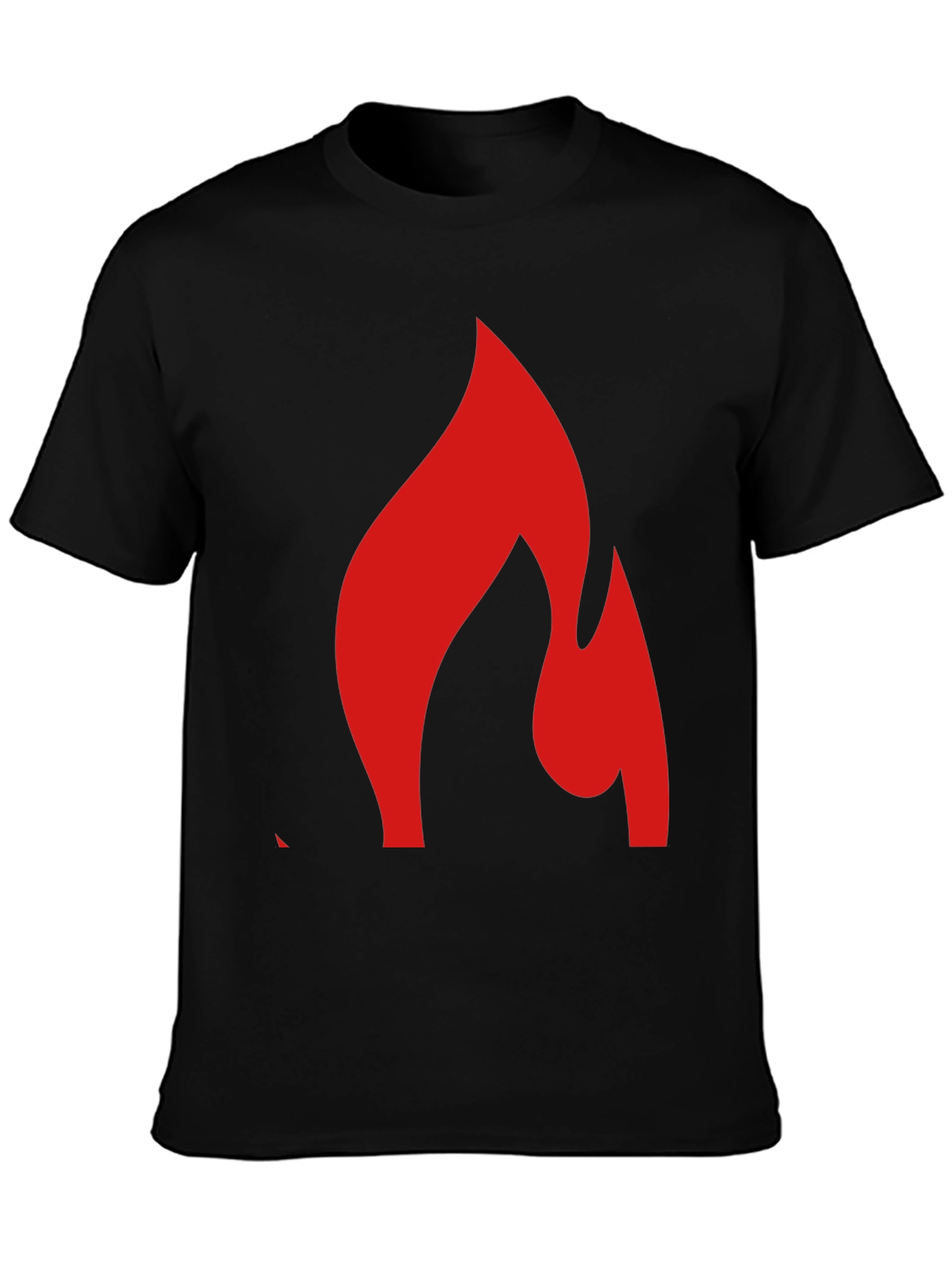 Black Bold Flame Graphic Tee - Black Cotton Blend Shirt view 3