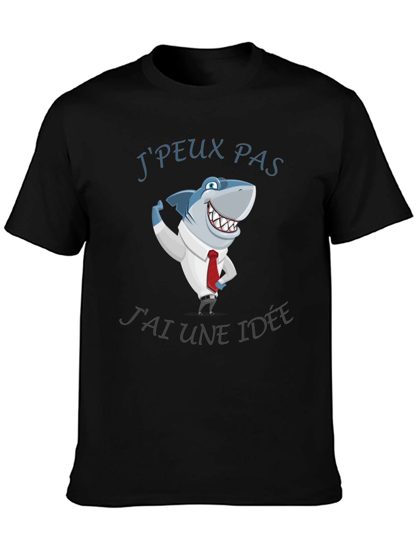 Black Funny Shark Idea T-Shirt view 3