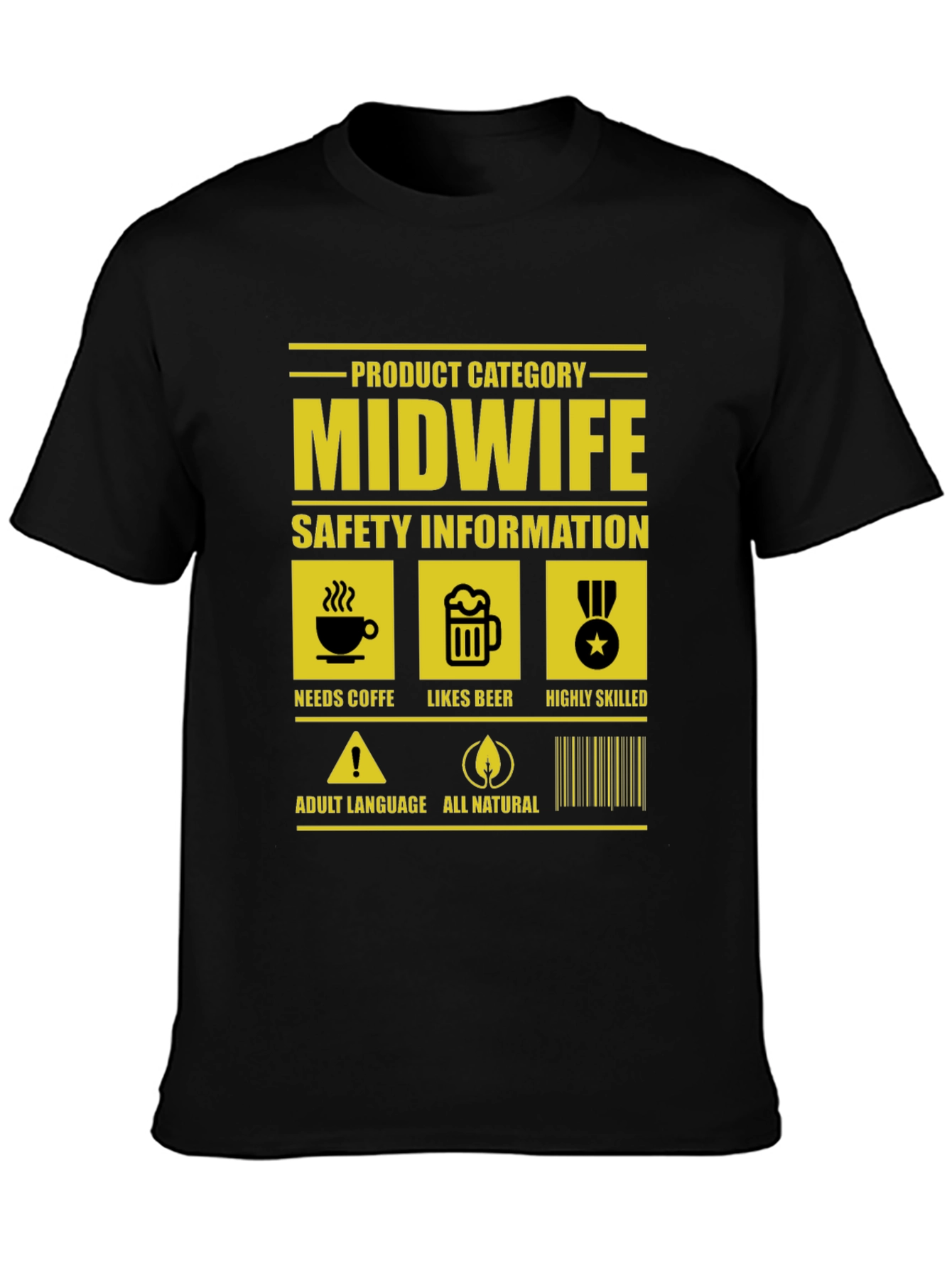 Black Midwife Product Category Funny T-Shirt view 3