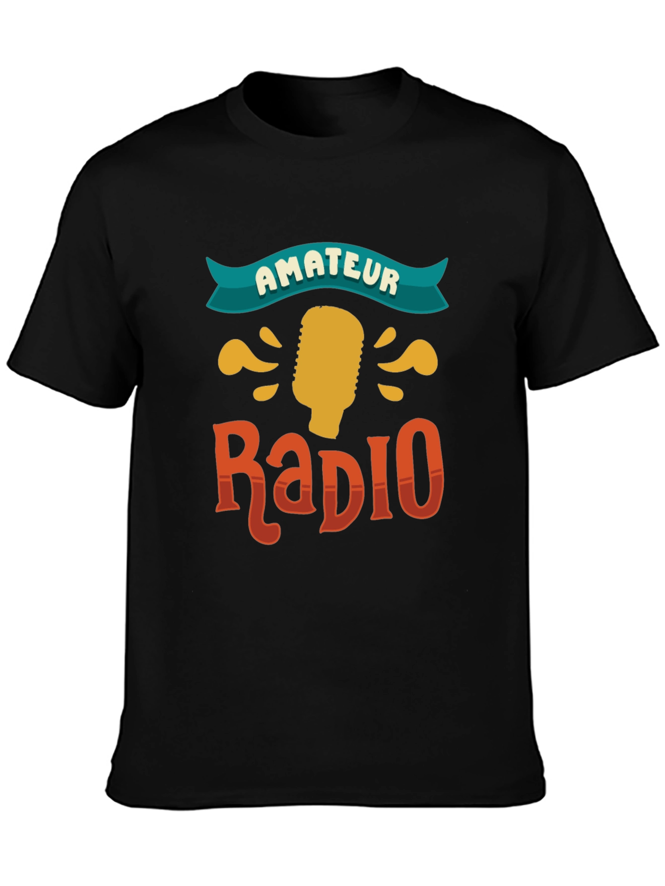 Black Amateur Radio Graphic Tee - Black Cotton T-Shirt view 3